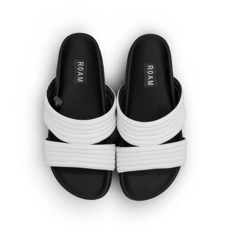 ROAM CRESCENT QUILT SANDALS WHITE VEGAN LEATHER sold by ROAM