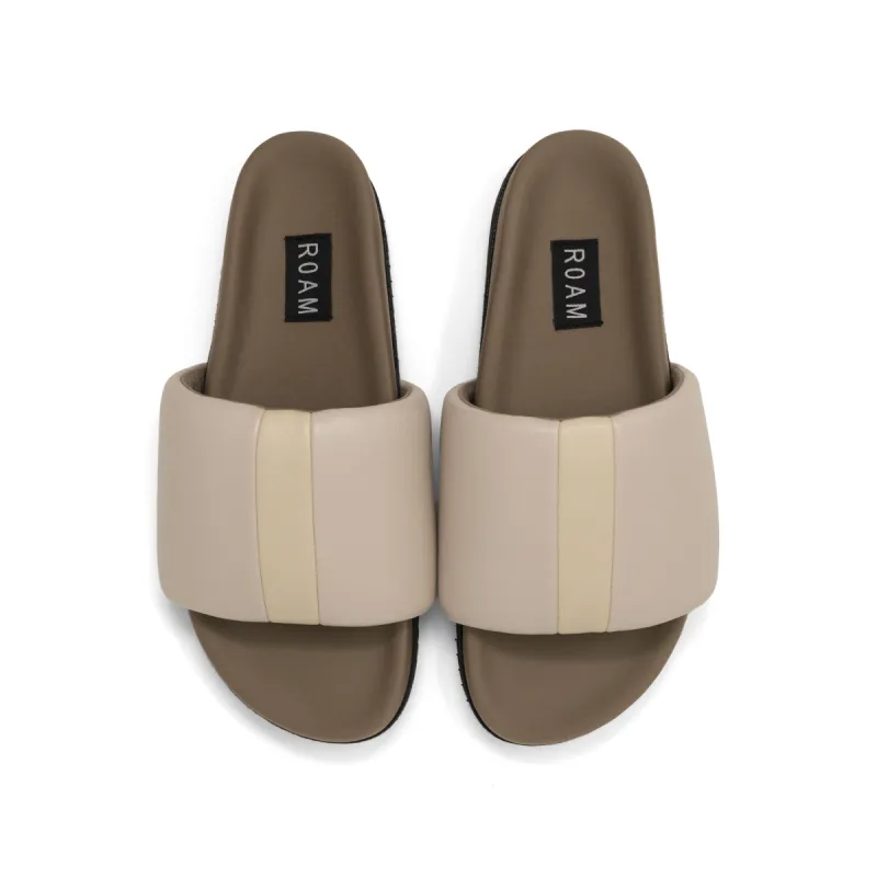 ROAM STRIPE SLIDER CEMENT & CREAM VEGAN LEATHER sold by ROAM