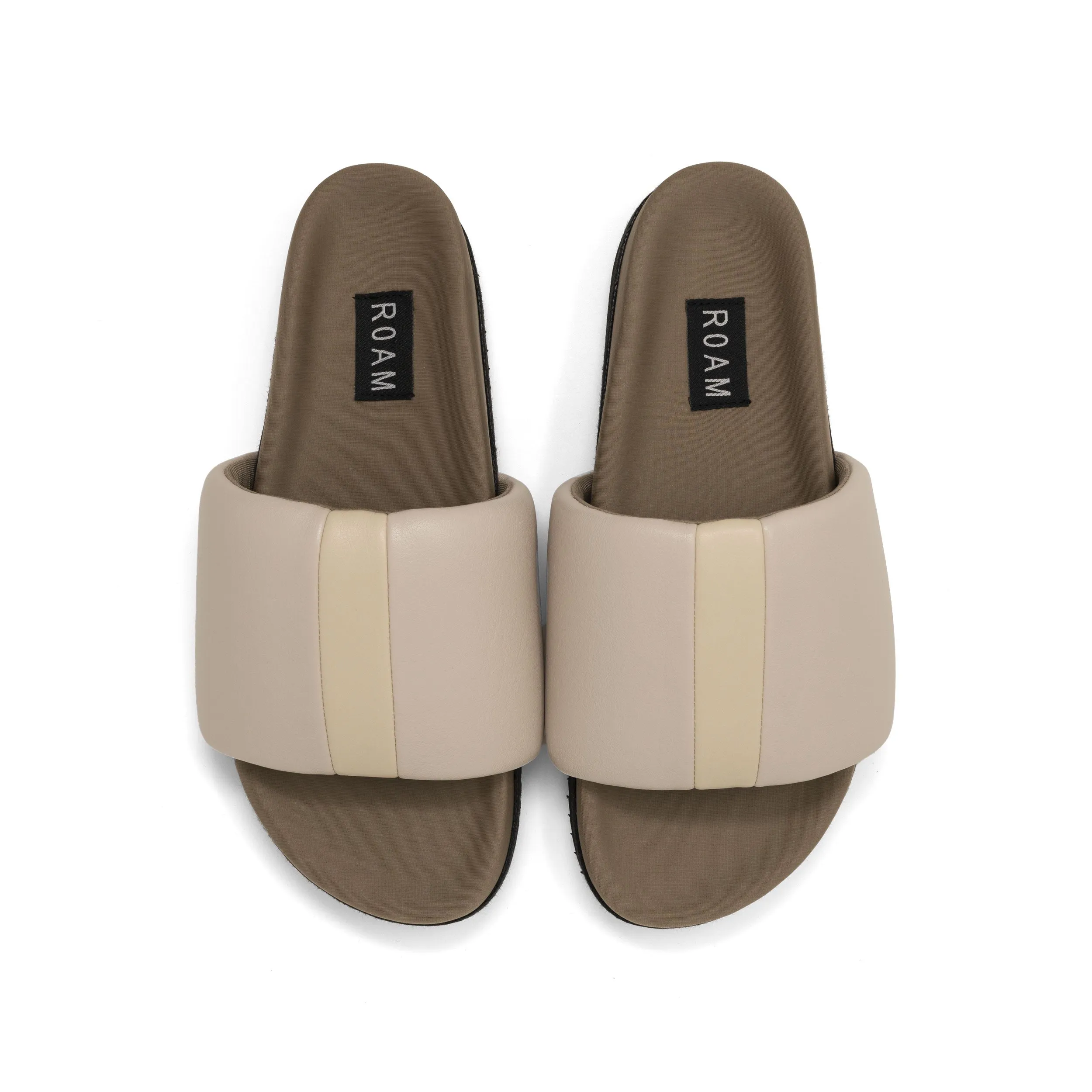 ROAM STRIPE SLIDER CEMENT & CREAM VEGAN LEATHER sold by ROAM