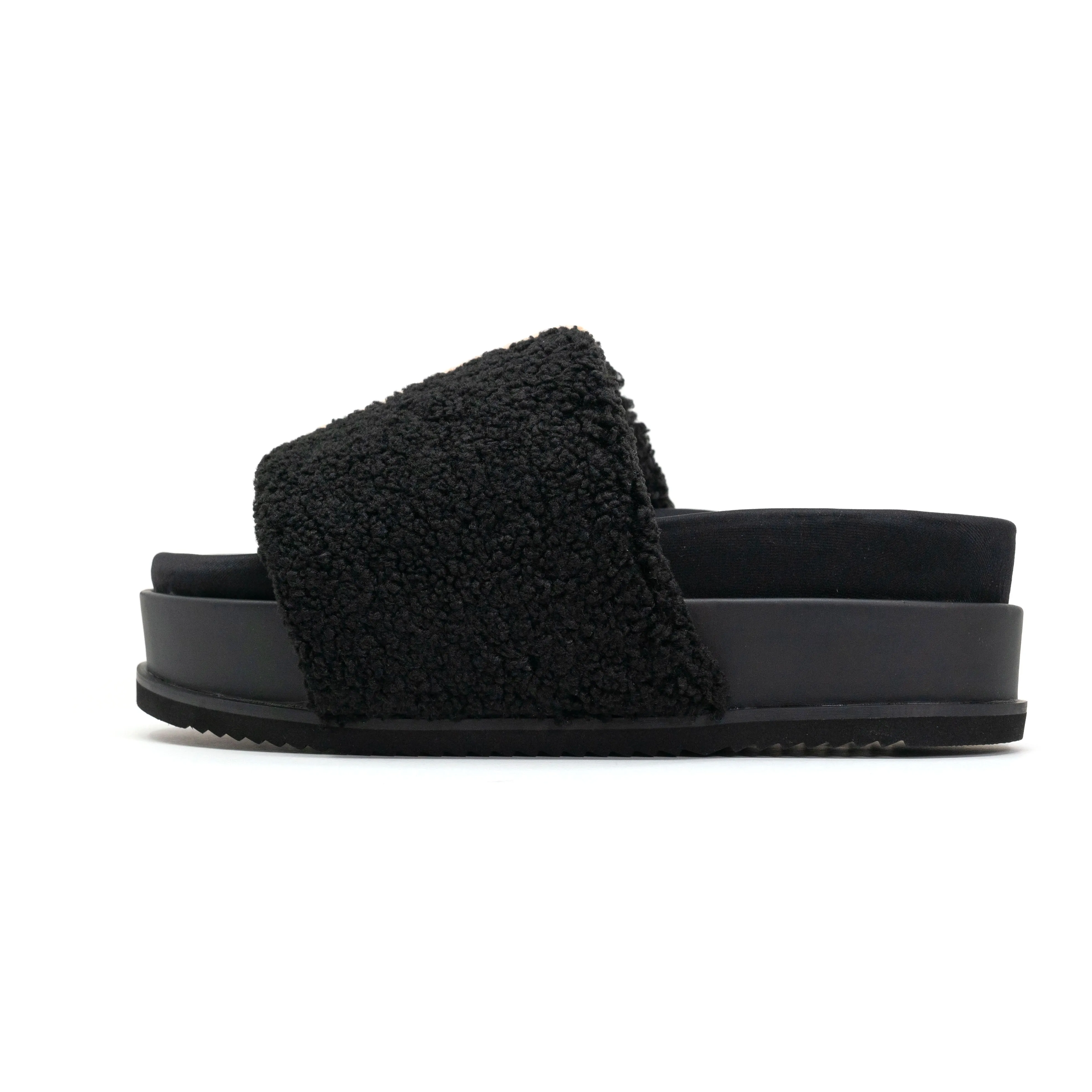 ROAM FUZZY STRIPE STACK PLATFORM BLACK & BEIGE FAUX SHEARLING sold by ROAM product image thumbnail 4