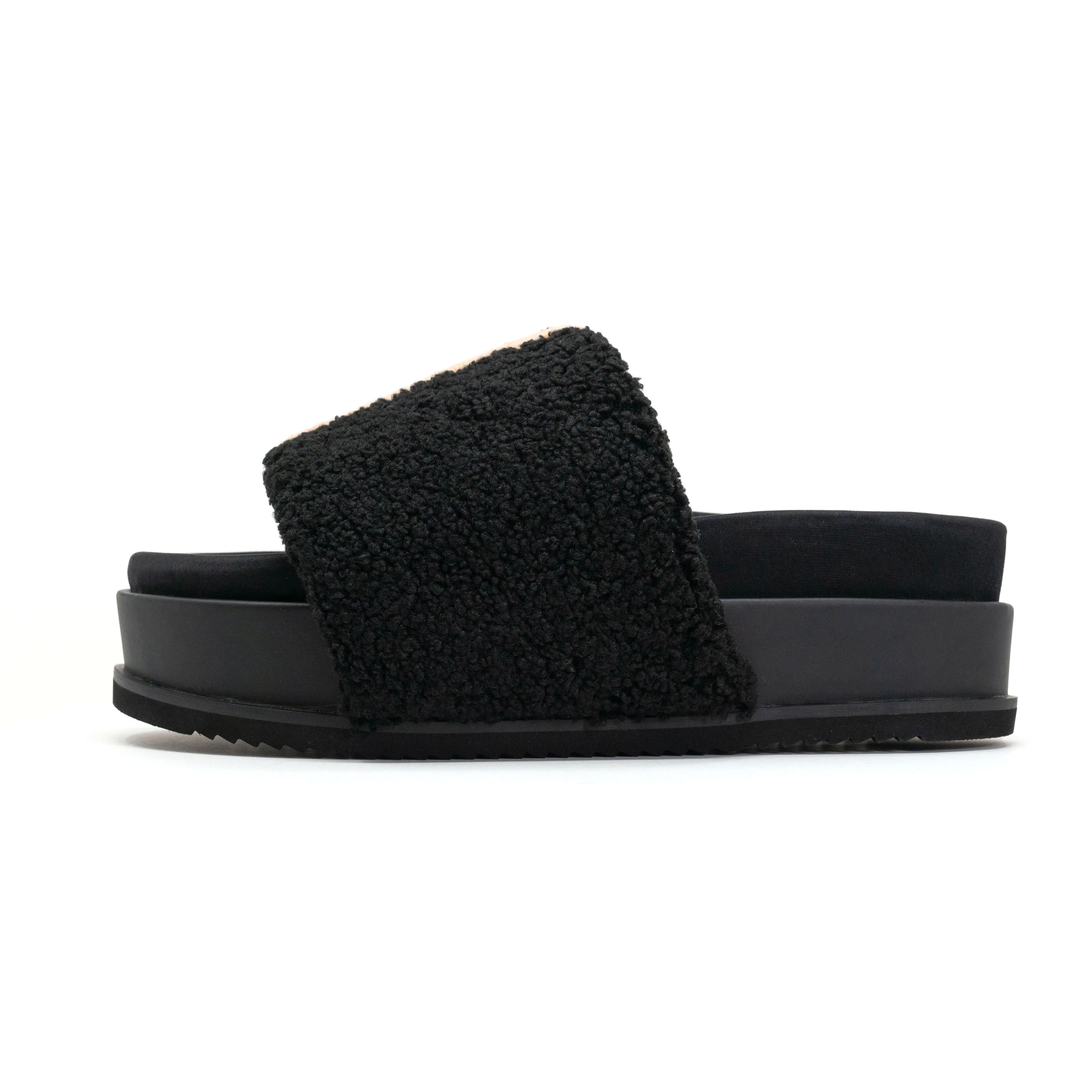 ROAM FUZZY STRIPE STACK PLATFORM BLACK & BEIGE FAUX SHEARLING sold by ROAM product image thumbnail 3