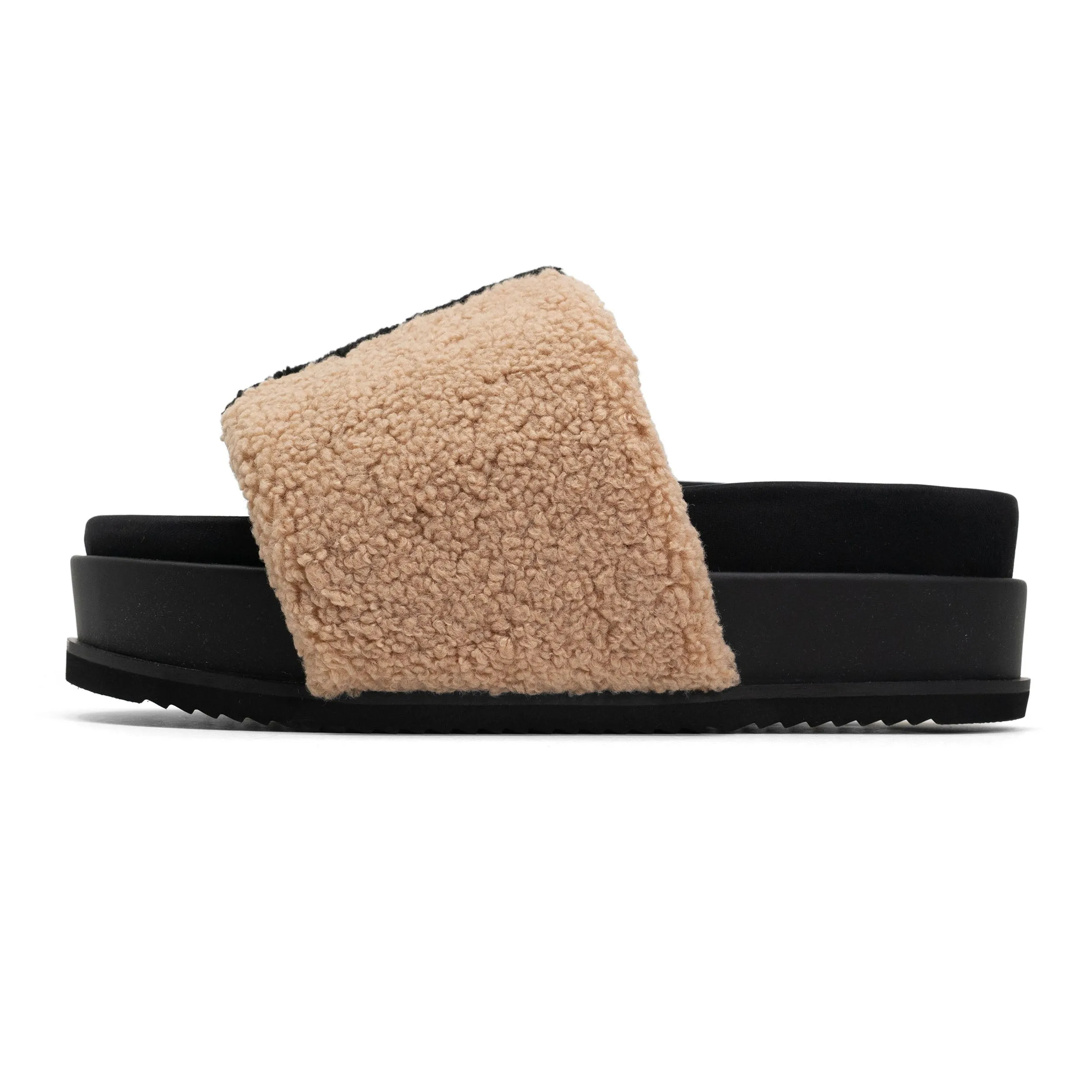 ROAM FUZZY STRIPE STACK PLATFORM BEIGE & BLACK FAUX SHEARLING sold by ROAM product image thumbnail 2