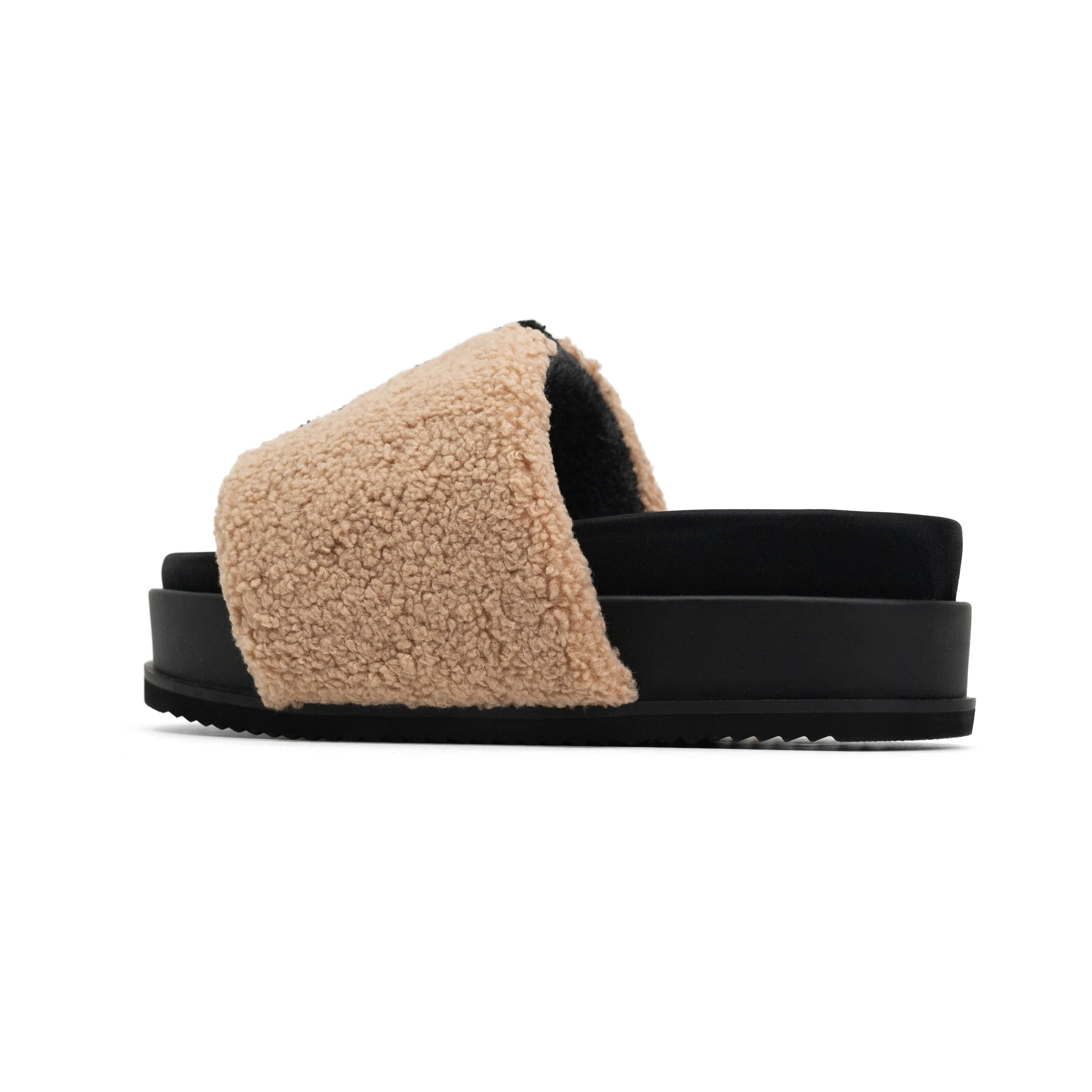 ROAM FUZZY STRIPE STACK PLATFORM BEIGE & BLACK FAUX SHEARLING sold by ROAM product image thumbnail 5