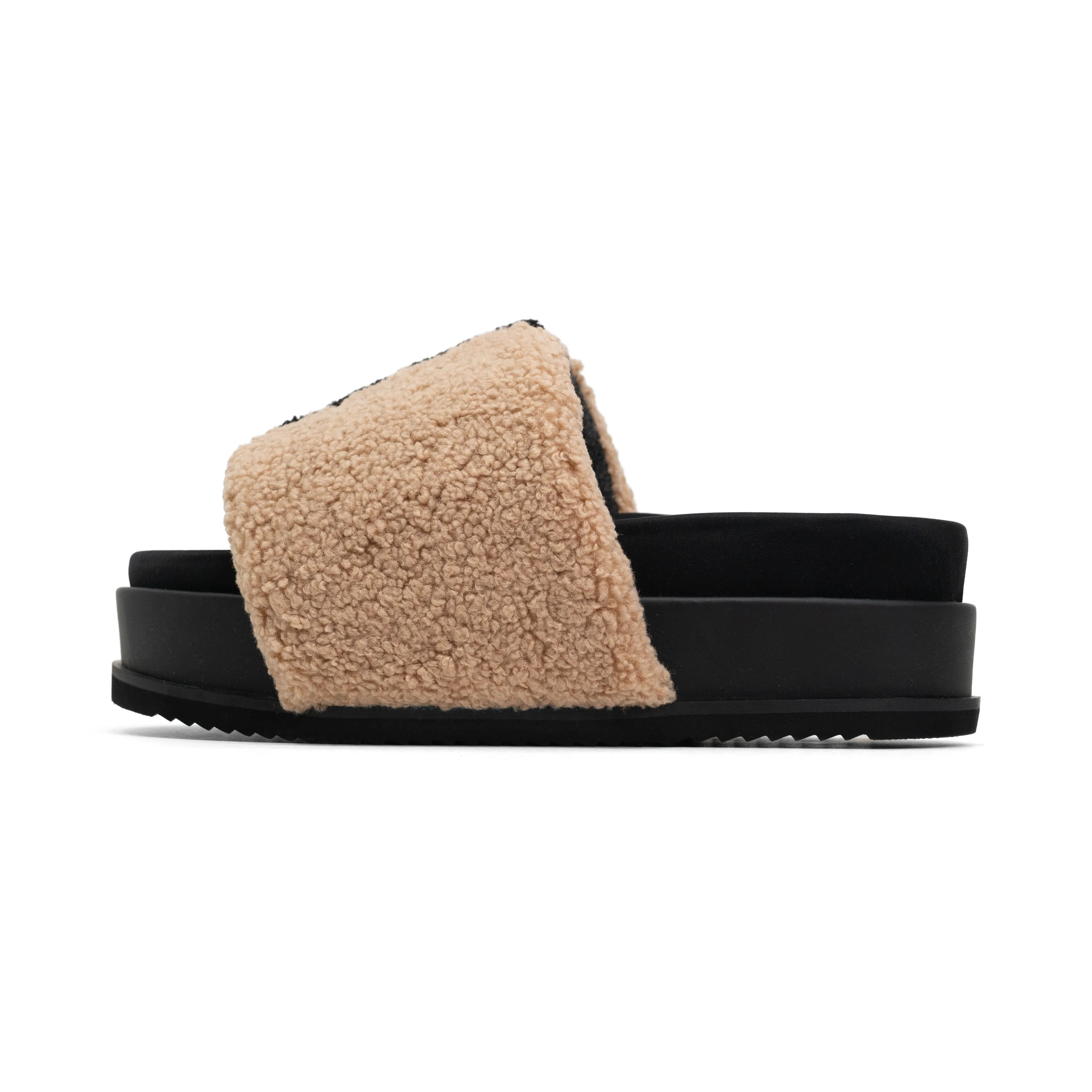 ROAM FUZZY STRIPE STACK PLATFORM BEIGE & BLACK FAUX SHEARLING sold by ROAM product image thumbnail 4