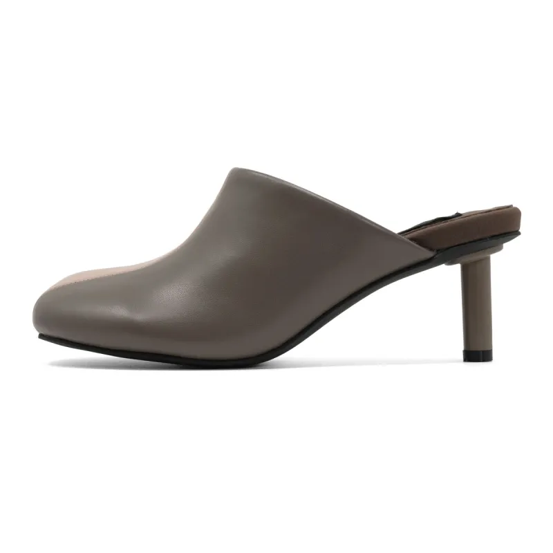 ROAM ROUNDHOUSE STRIPE TAUPE & BLUSH VEGAN LEATHER HEELS sold by ROAM
