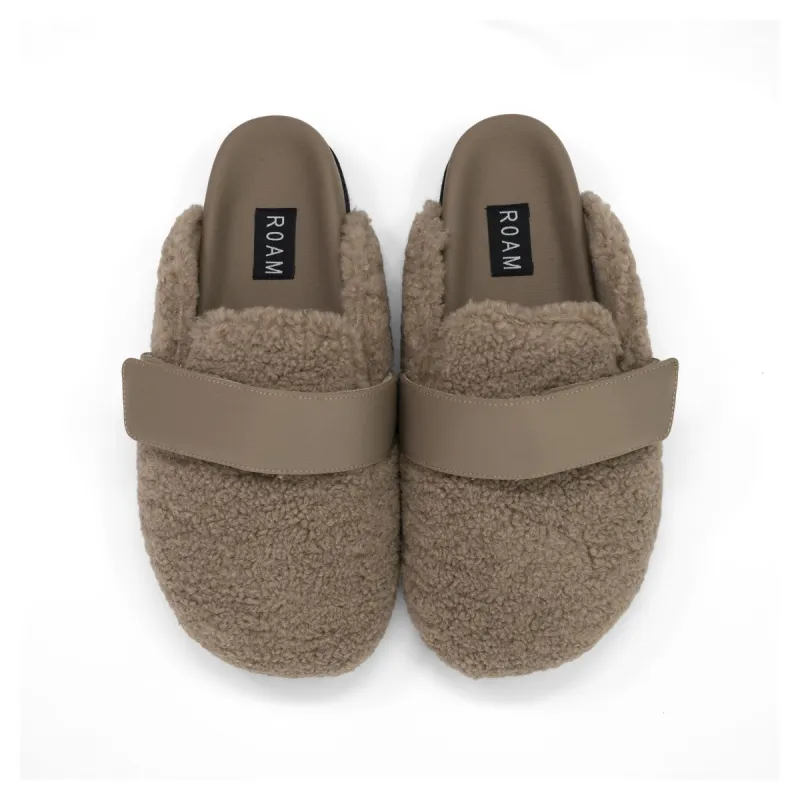 ROAM FUZZY LOAFER MULE OAT FAUX SHEARLING sold by ROAM