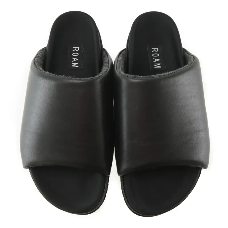 ROAM Leather Slippers Black Vegan Leather sold by ROAM