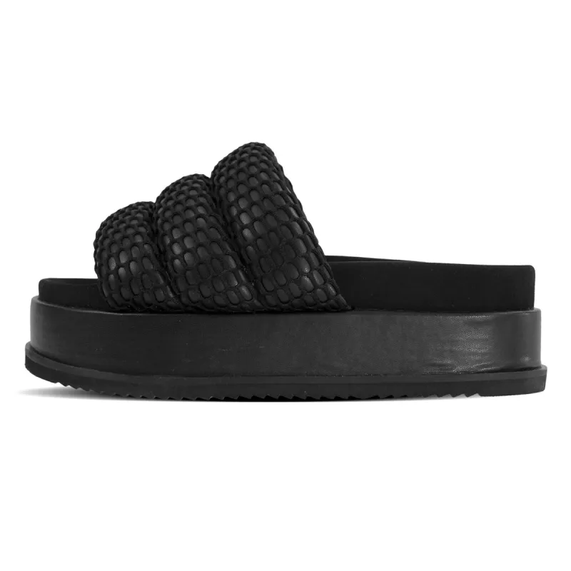 ROAM Platform Mesh Puffy Sandals Black Vegan Leather sold by ROAM