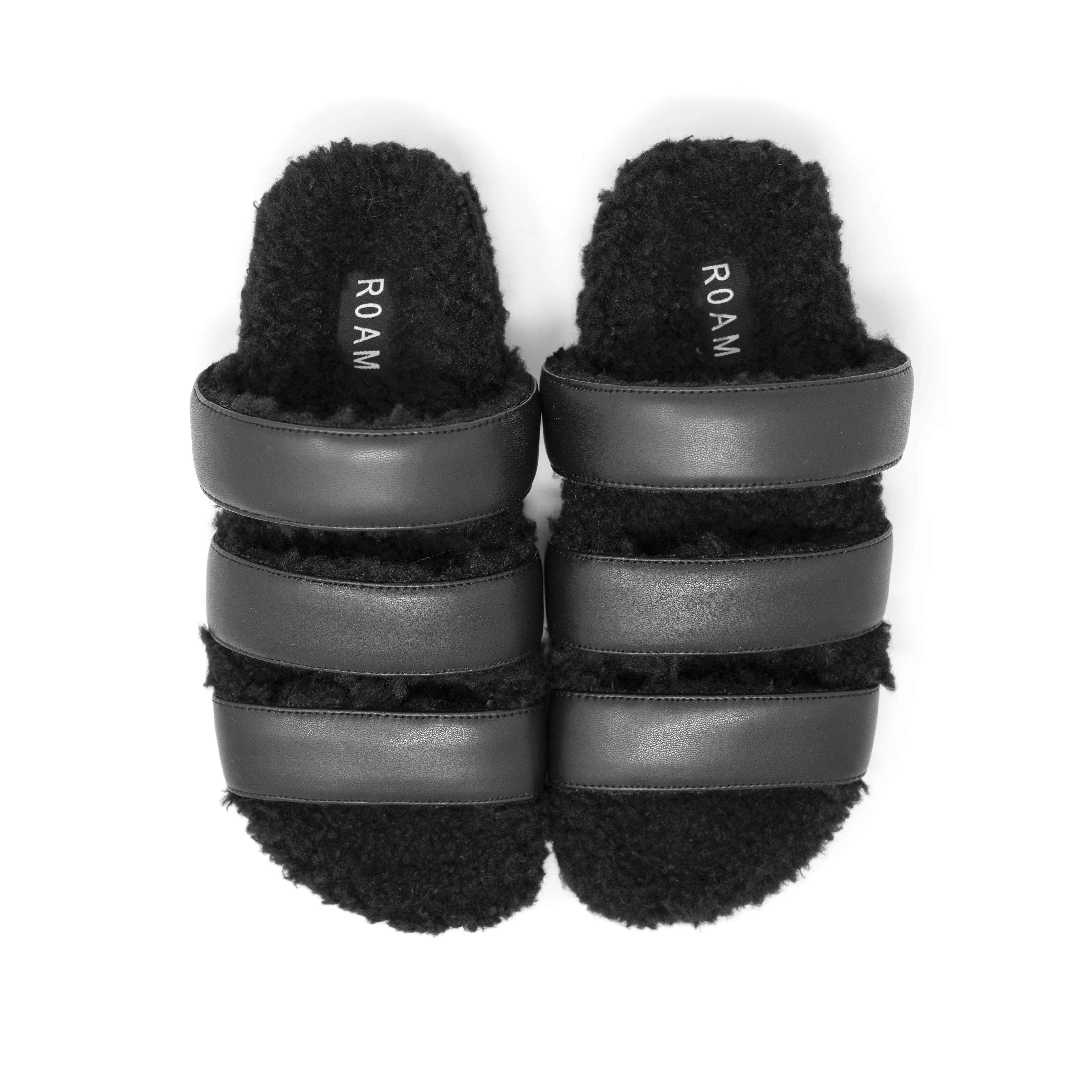 ROAM FUZZY 3 SANDAL BLACK FAUX SHEARLING sold by ROAM