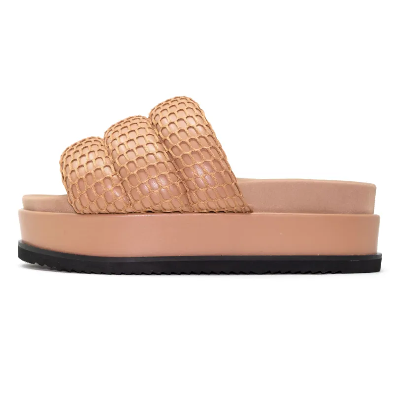 ROAM PLATFORM MESH PUFFY SANDALS NUDE VEGAN LEATHER sold by ROAM