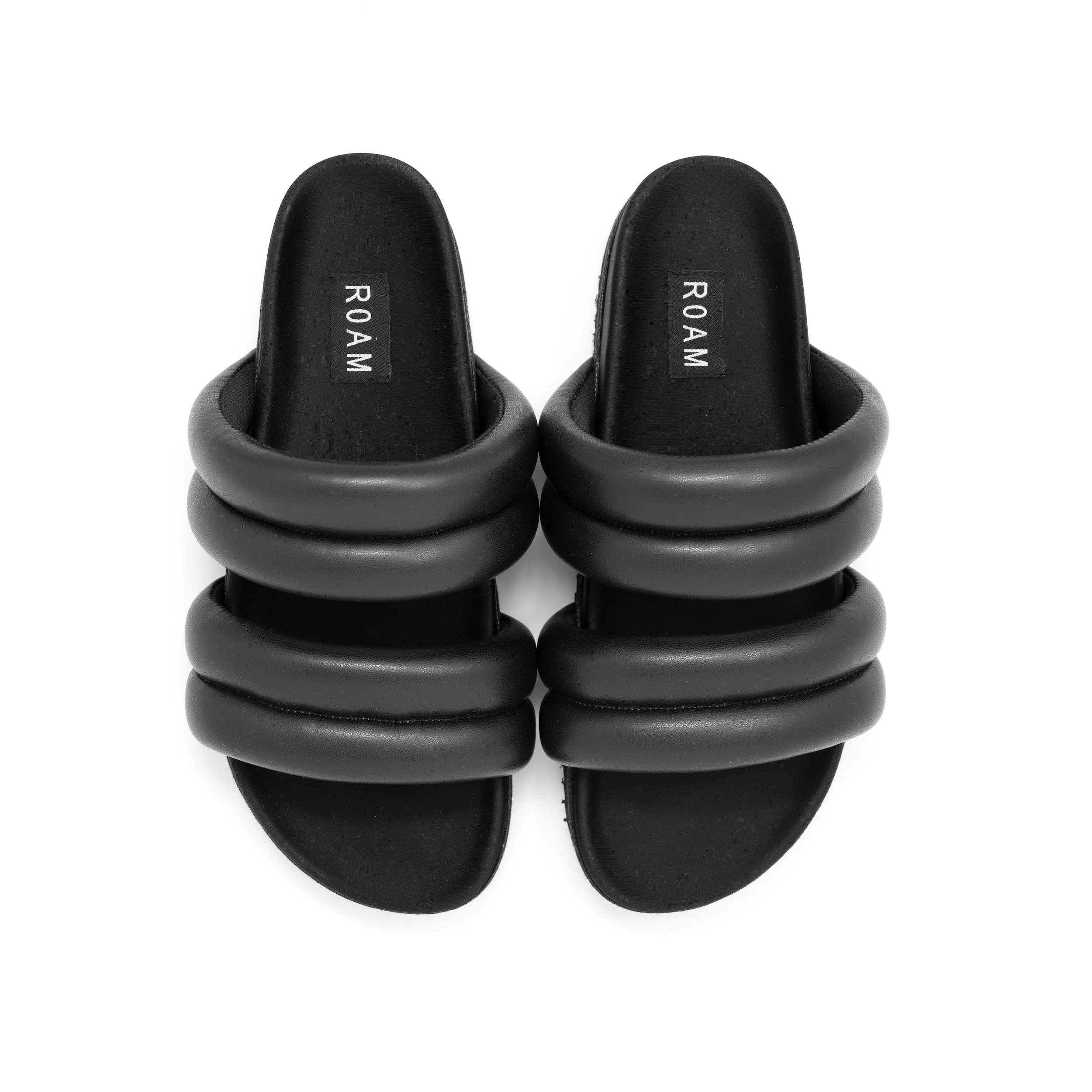 ROAM DBLDBL PUFF PUFF SANDALS BLACK VEGAN LEATHER sold by ROAM