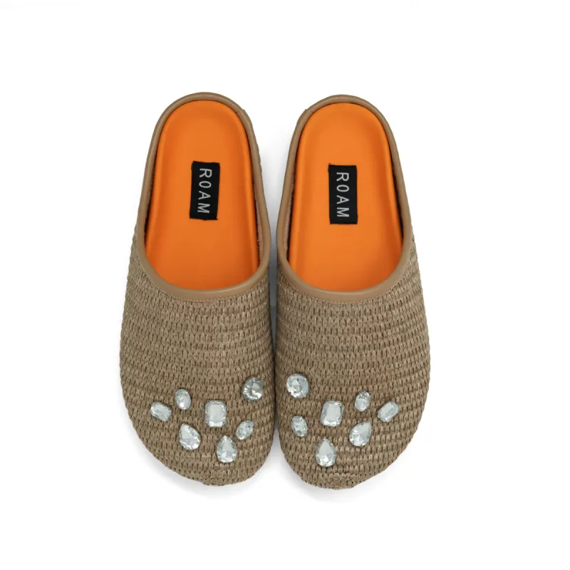 ROAM CRYSTAL RAFFIA MULE NATURAL sold by ROAM