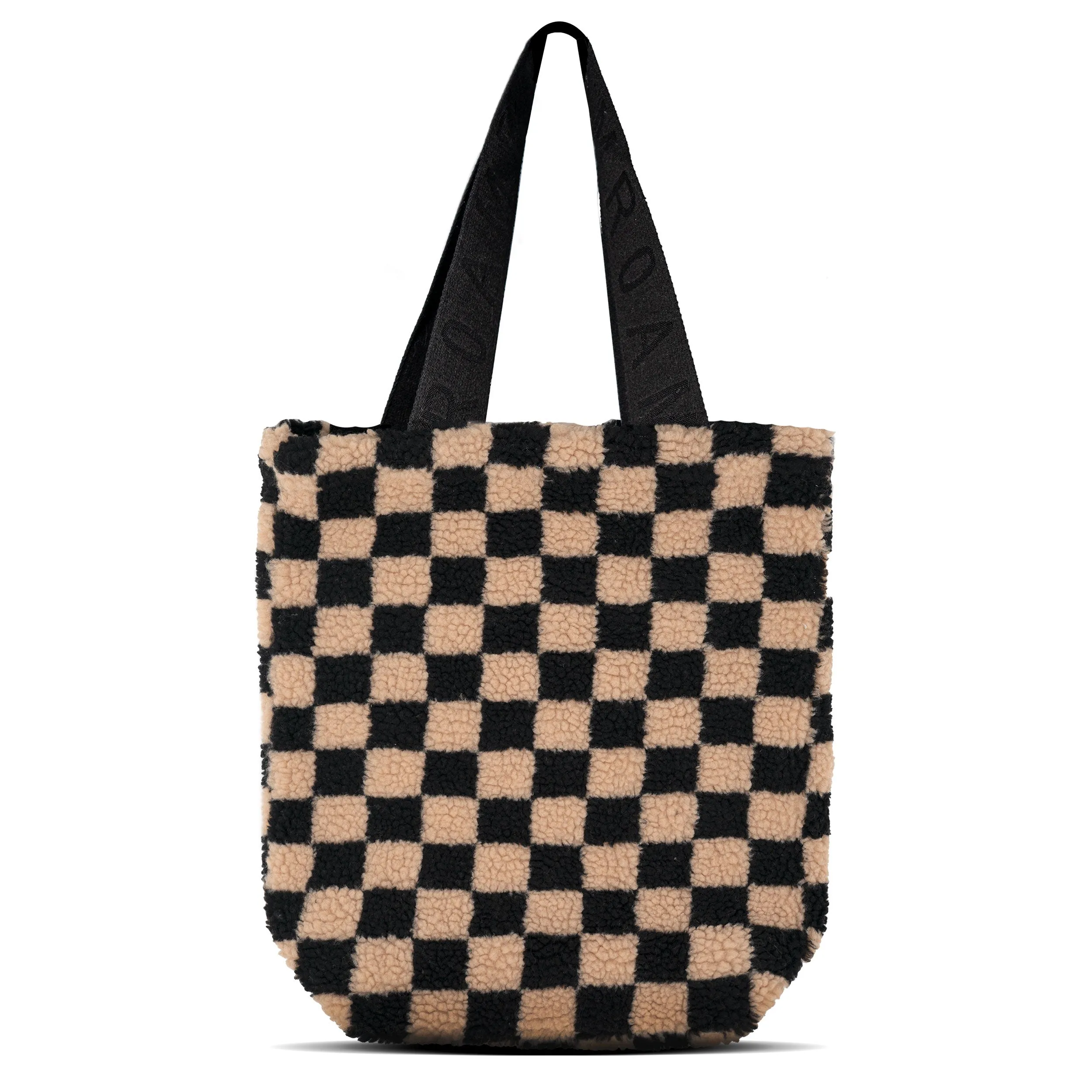 CHECKERED FUZZY MINI TOTE NUDE & BLACK sold by ROAM