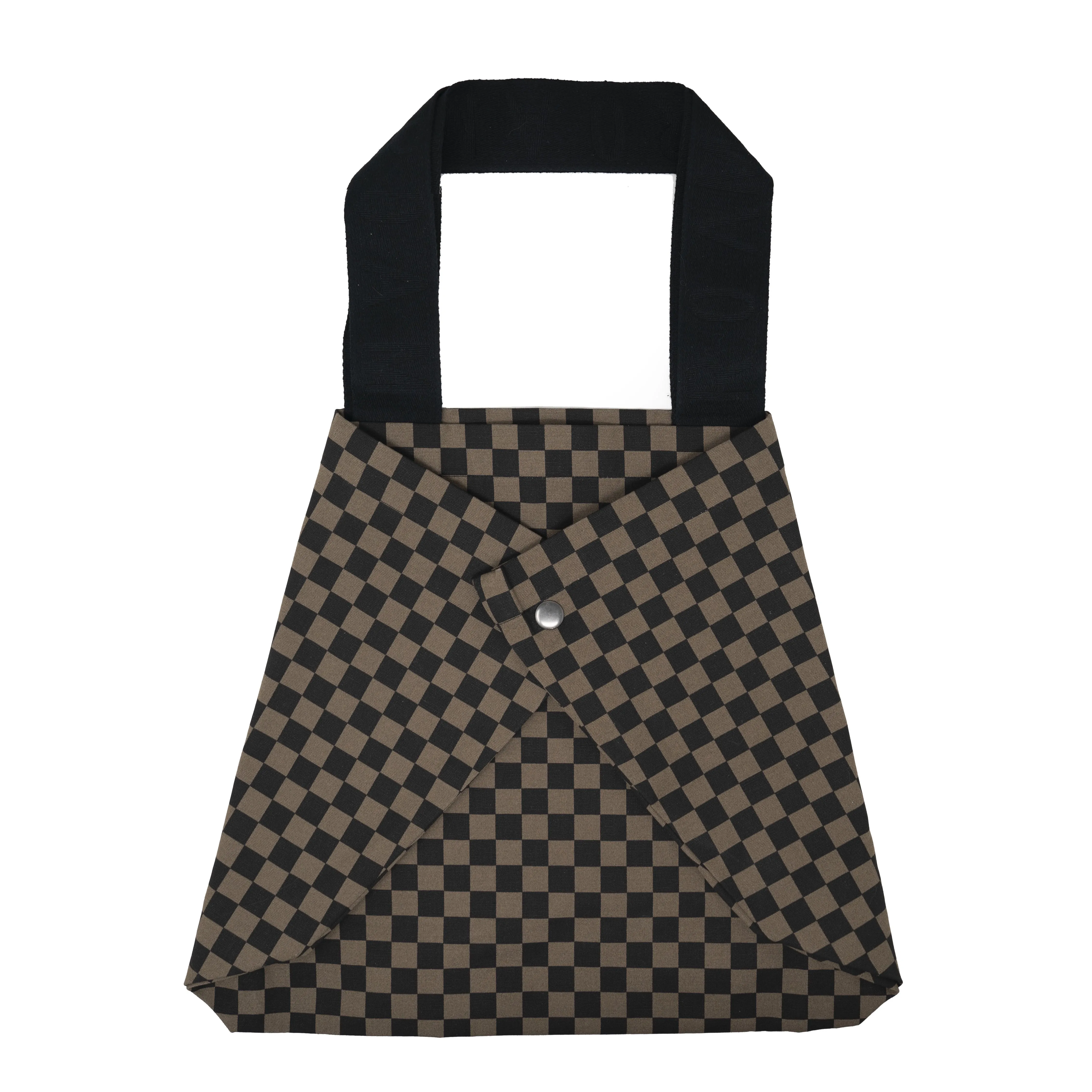 CHECKERED FOLDY MINI TOTE TAUPE & BLACK sold by ROAM