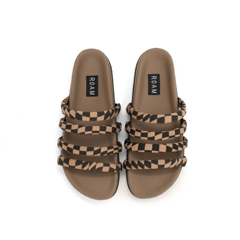ROAM QUATTRO SANDAL BLACK & BEIGE WAVY CHECK NEOPRENE sold by ROAM