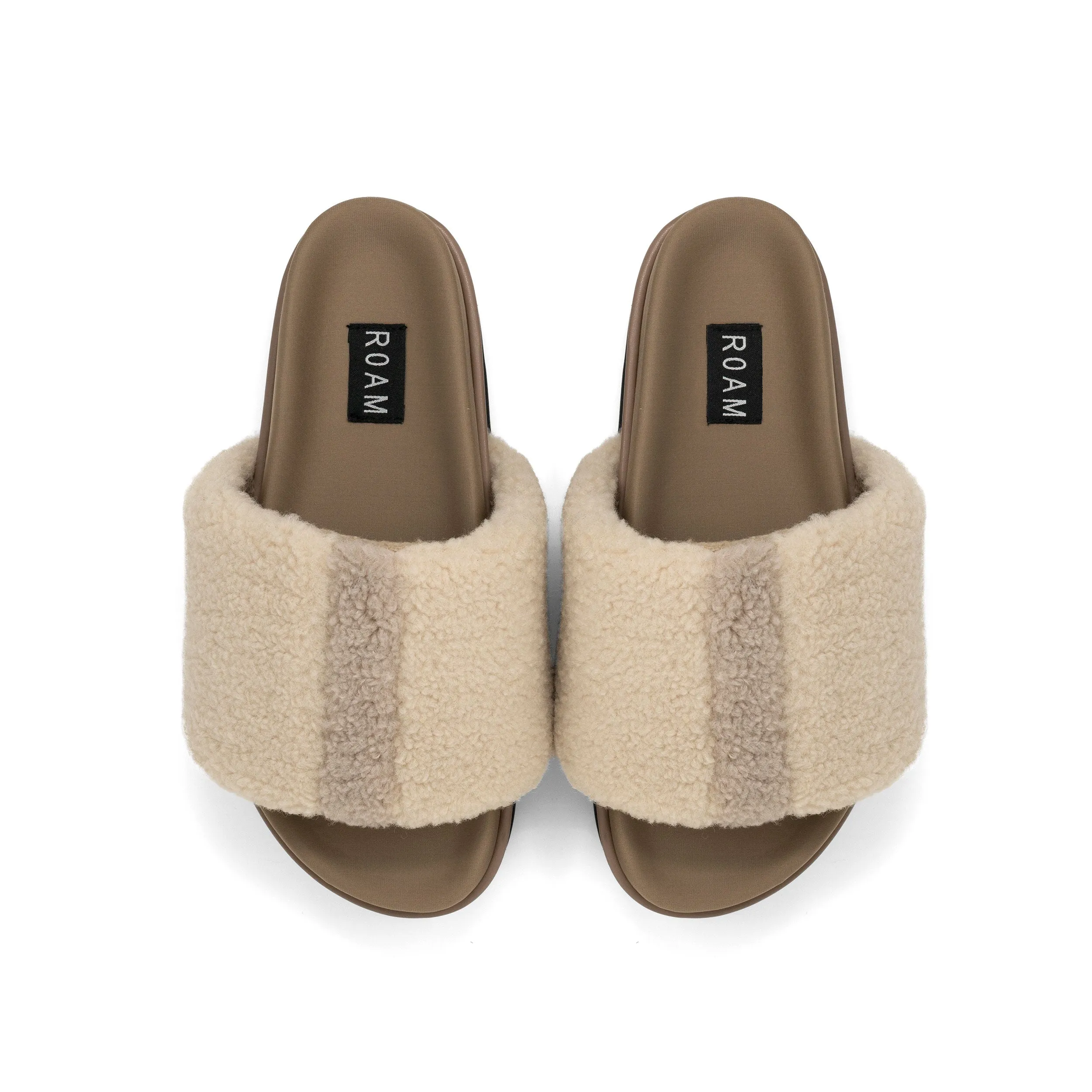 FUZZY STRIPE STACK PLATFORM NATURAL & CEMENT FAUX SHEARLING sold by ROAM product image thumbnail 2