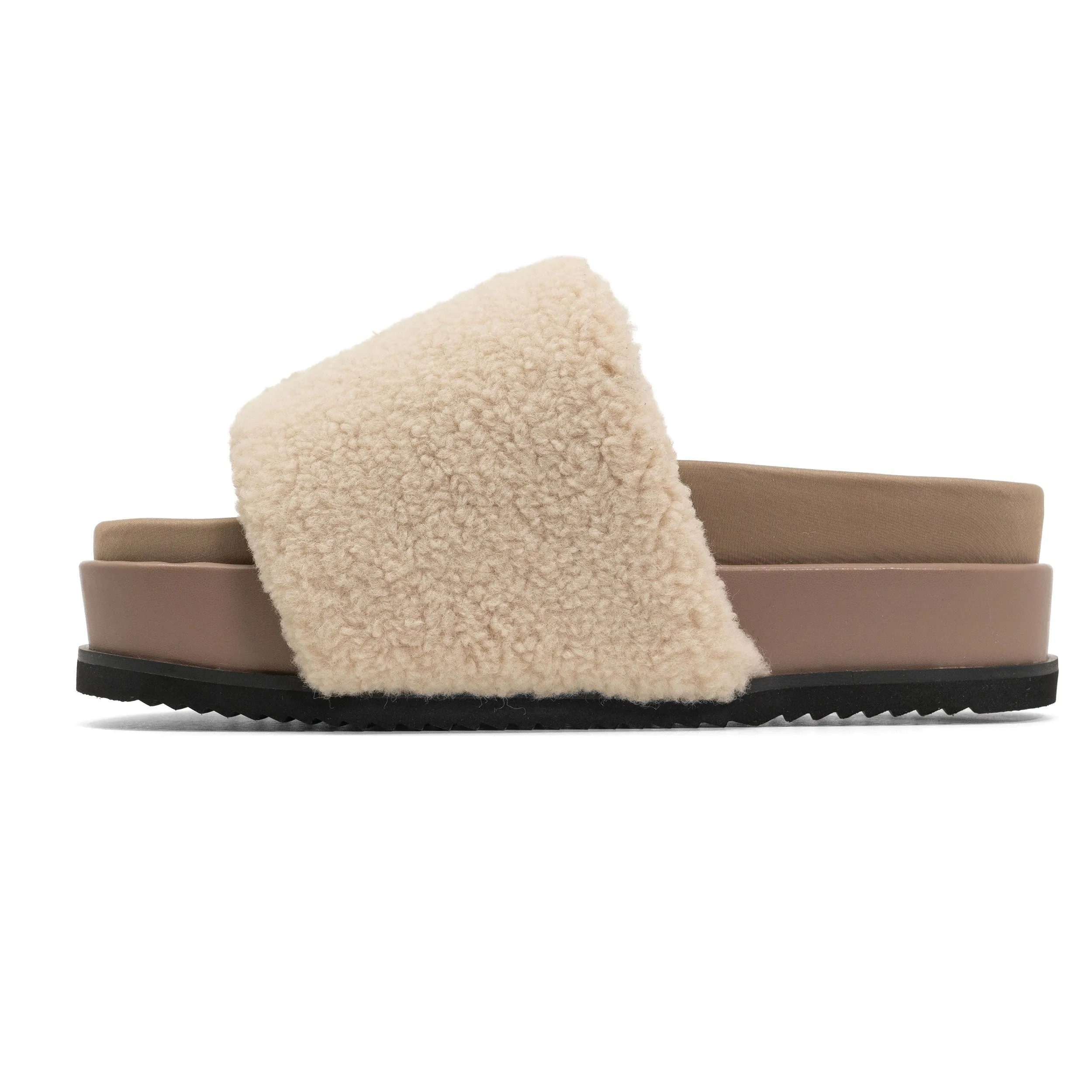 FUZZY STRIPE STACK PLATFORM NATURAL & CEMENT FAUX SHEARLING sold by ROAM