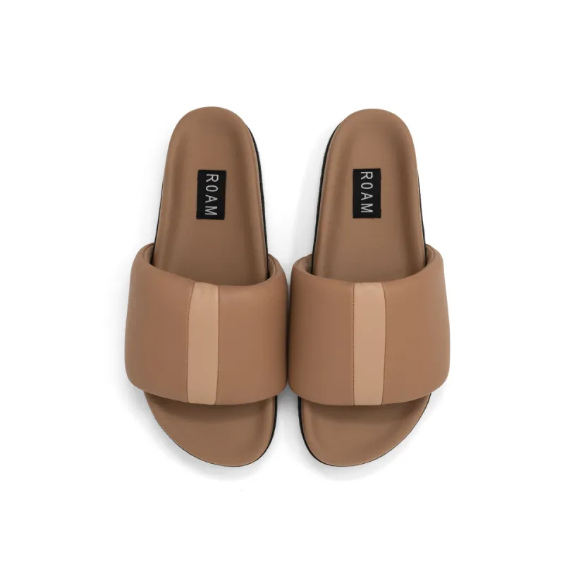 ROAM STRIPE SLIDER BEIGE & NUDE VEGAN LEATHER sold by ROAM