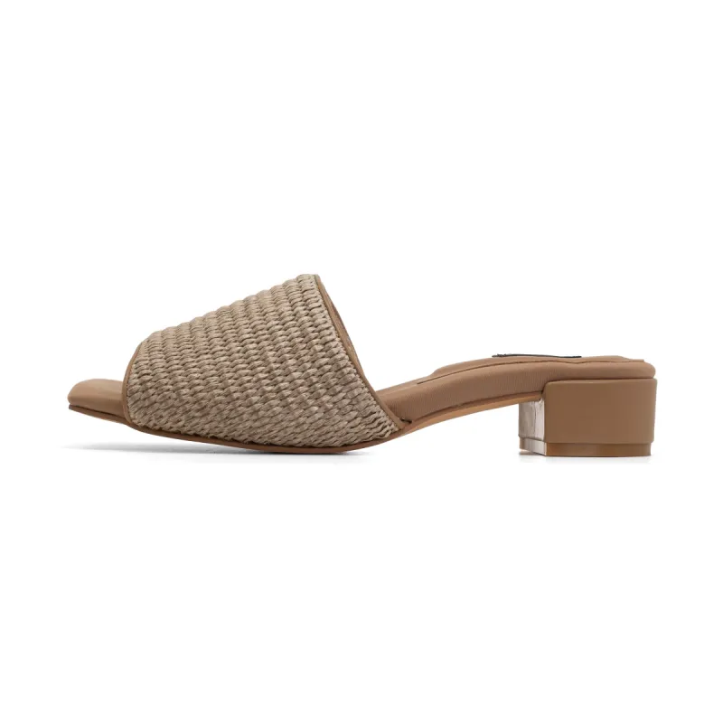 ROAM RAFFIA SQUARE HEEL NATURAL sold by ROAM