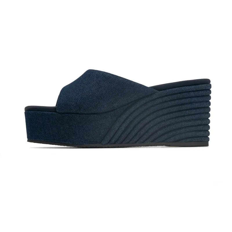 ROAM DARK DENIM SCOOP MID STRATA WEDGE sold by ROAM
