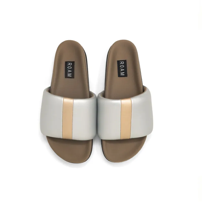 ROAM STRIPE SLIDER SILVER & GOLD VEGAN LEATHER sold by ROAM