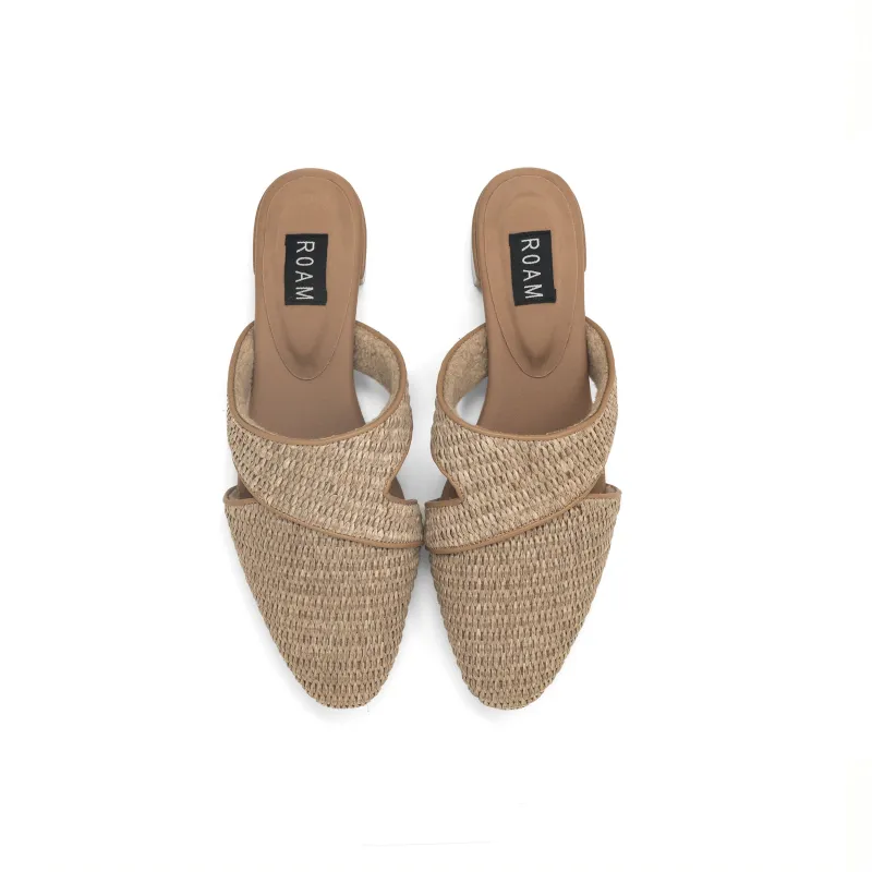 ROAM RAFFIA MULE HEEL NATURAL sold by ROAM