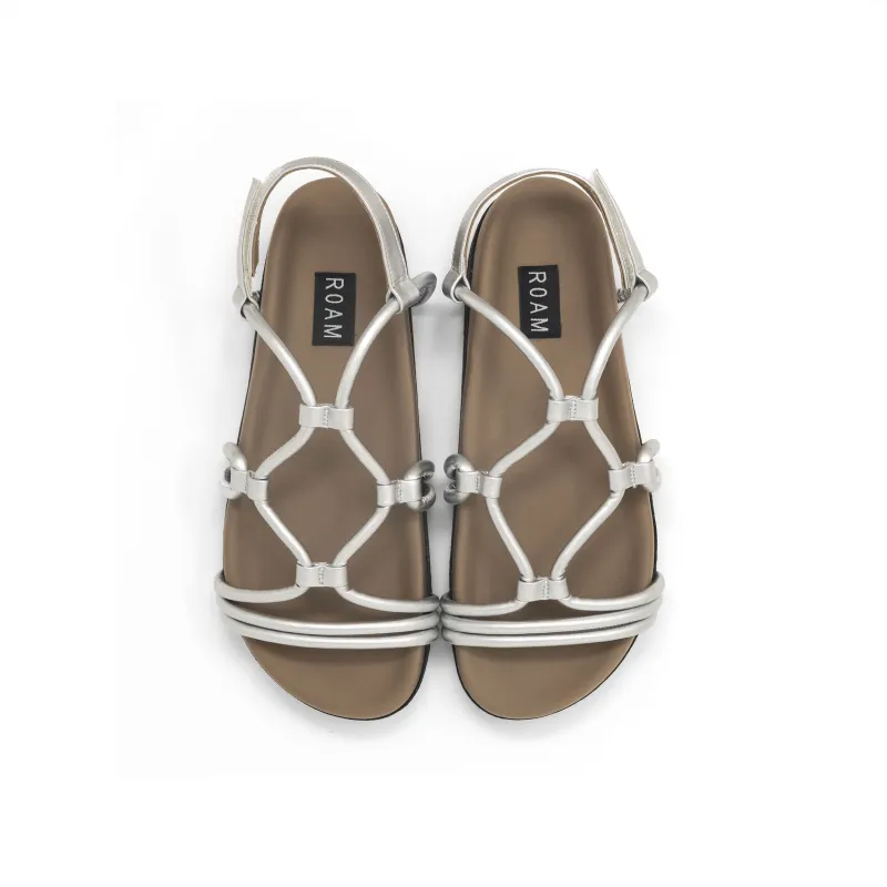 ROAM LINKY SANDALS SILVER VEGAN LEATHER sold by ROAM