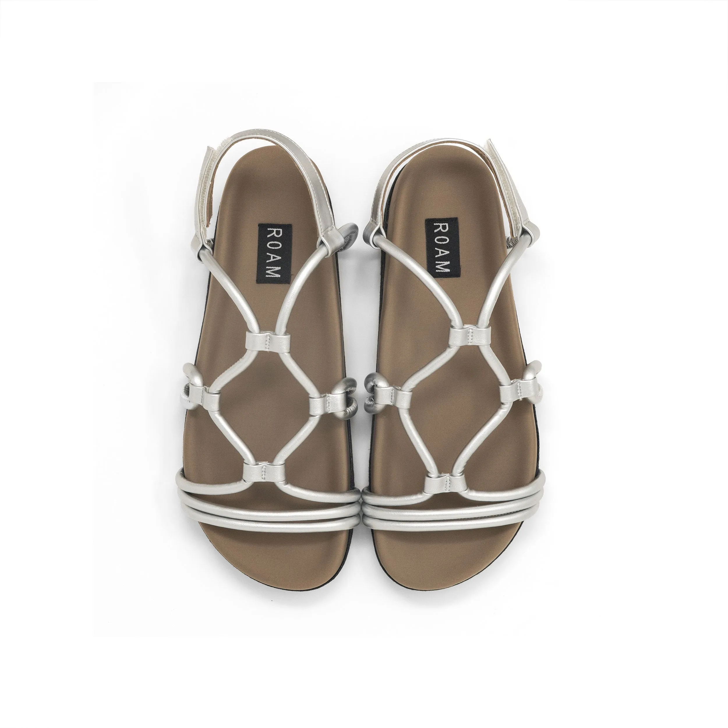 ROAM LINKY SANDALS SILVER VEGAN LEATHER sold by ROAM