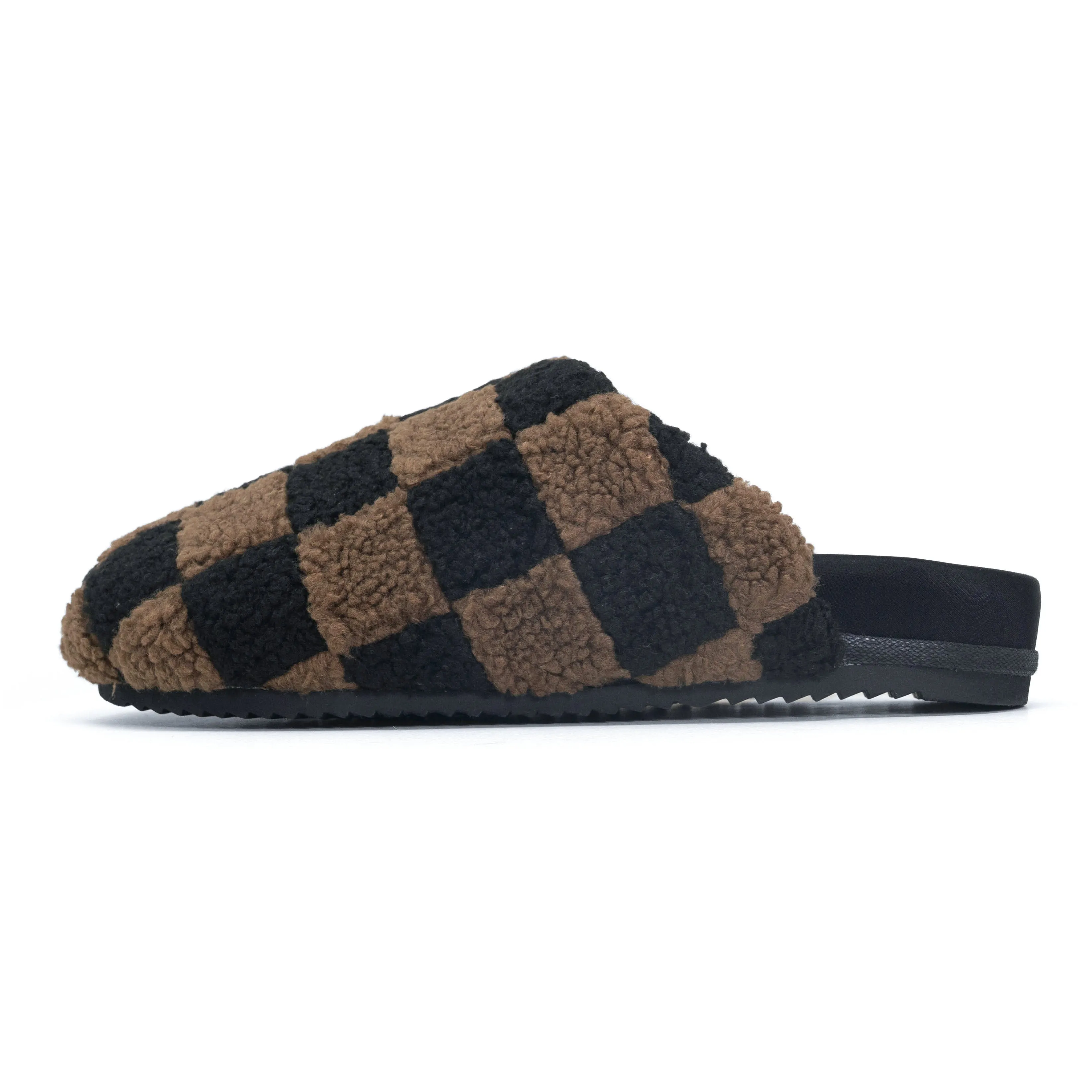 ROAM FUZZY CHECKER CLOG BLACK & TAUPE FAUX SHEARLING sold by ROAM product image thumbnail 2