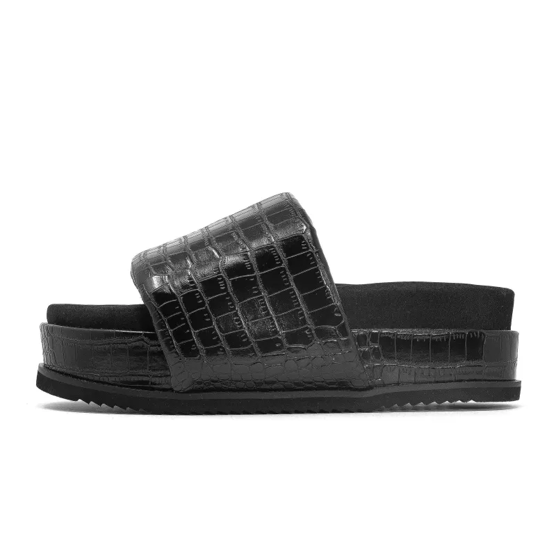 ROAM STRIPED CROCY STACK BLACK & CHARCOAL VEGAN LEATHER sold by ROAM