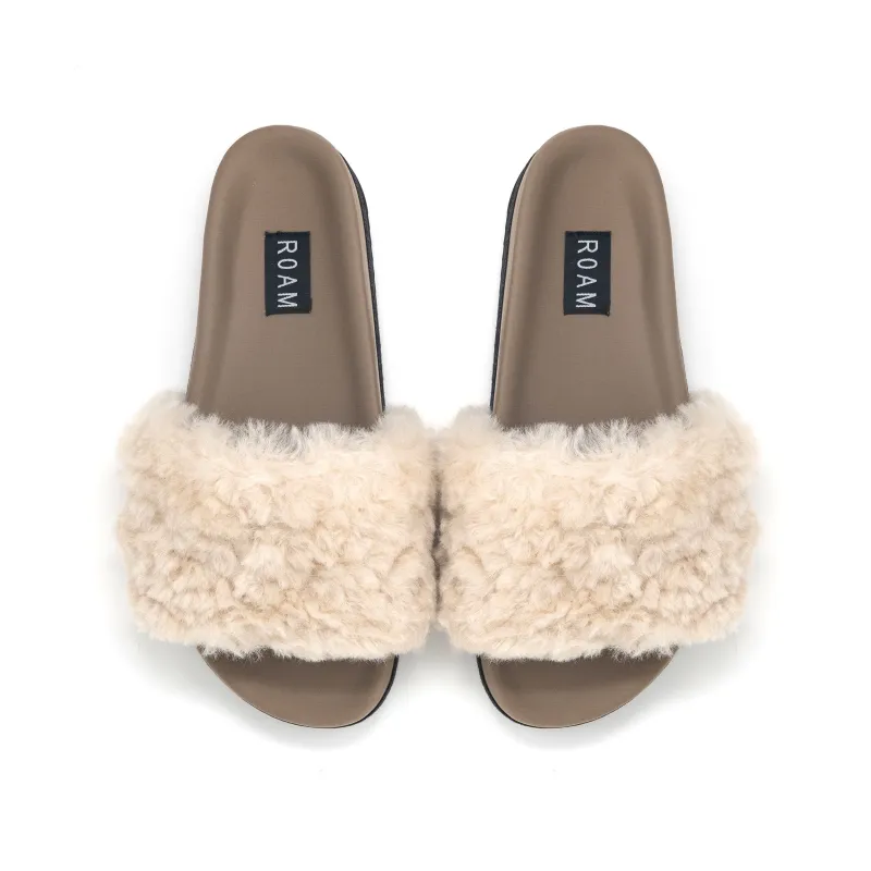 ROAM CLOUD SLIDER NATURAL FAUX SHEARLING sold by ROAM