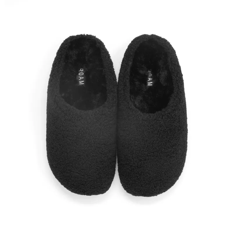 ROAM FUZZY COZY CLOG BLACK FAUX SHEARLING sold by ROAM