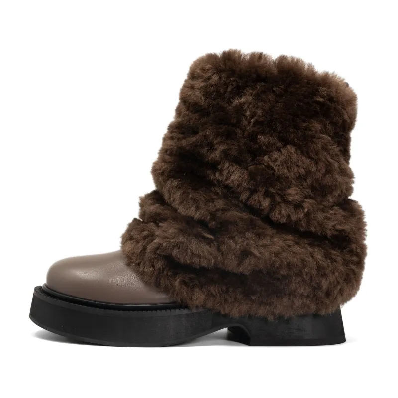 ROAM CLOUD MOTO BOOT TAUPE VEGAN LEATHER & SHEARLING sold by ROAM