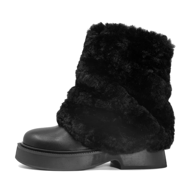 ROAM CLOUD MOTO BOOT BLACK VEGAN LEATHER & SHEARLING sold by ROAM