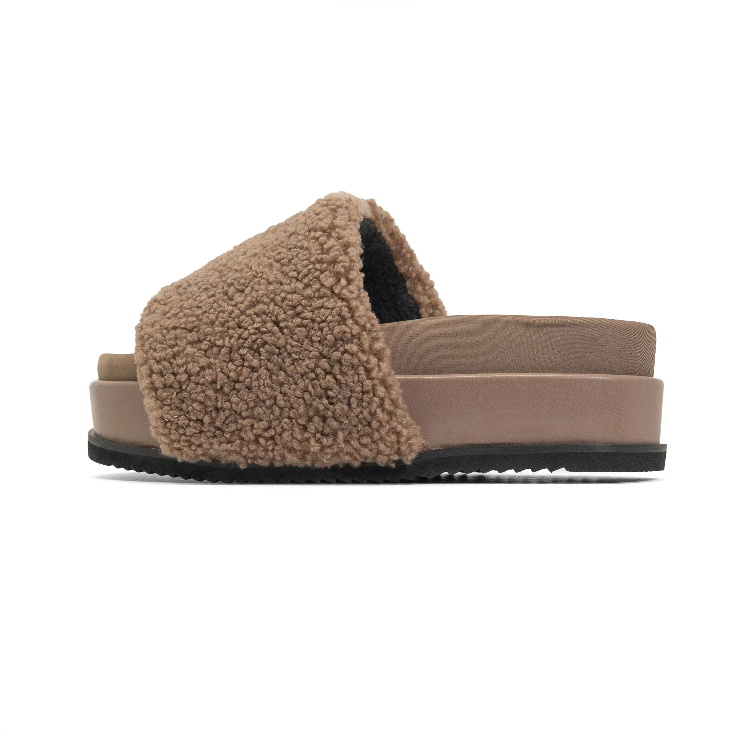 FUZZY STRIPE STACK PLATFORM TAUPE & BEIGE FAUX SHEARLING sold by ROAM product image thumbnail 5