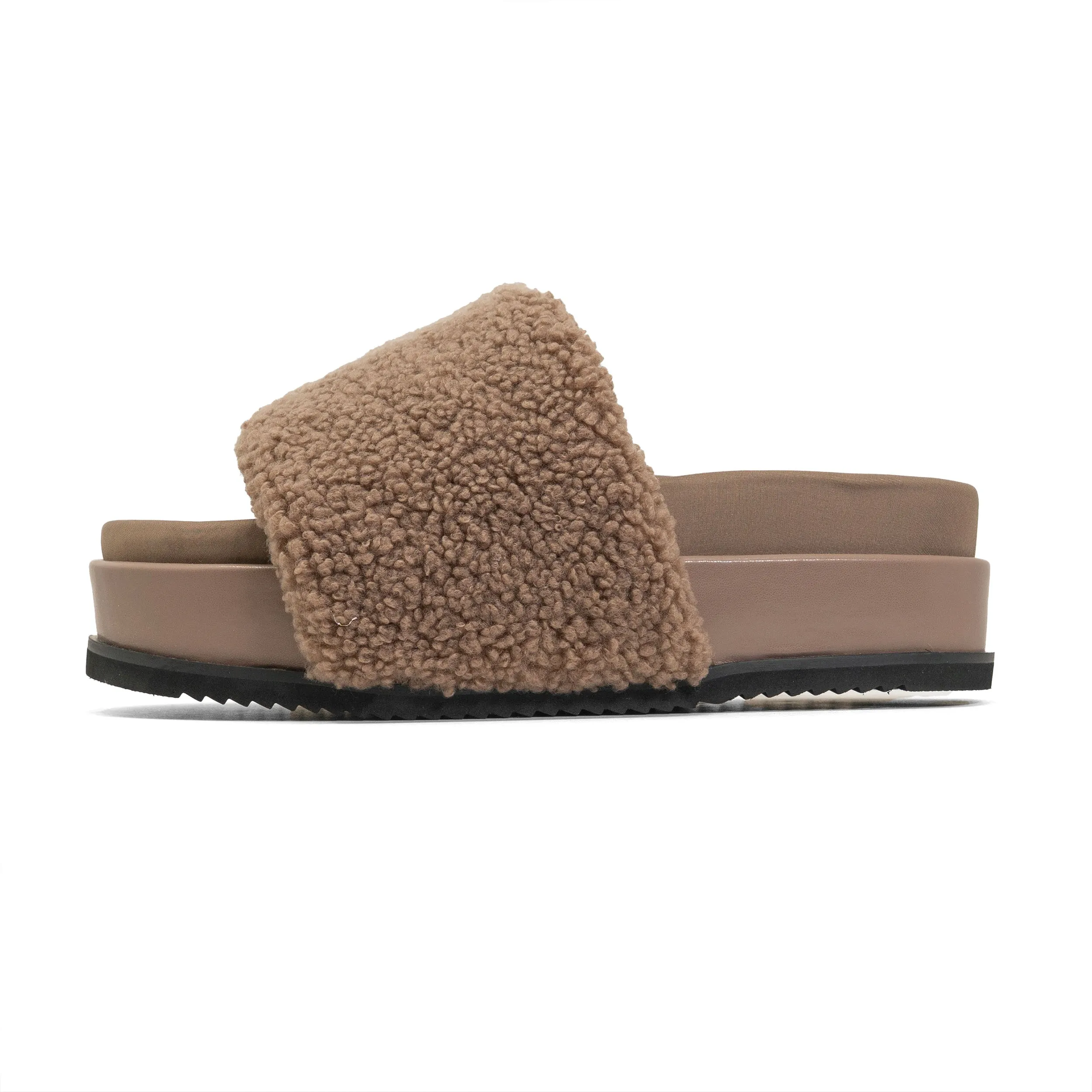 FUZZY STRIPE STACK PLATFORM TAUPE & BEIGE FAUX SHEARLING sold by ROAM product image thumbnail 3