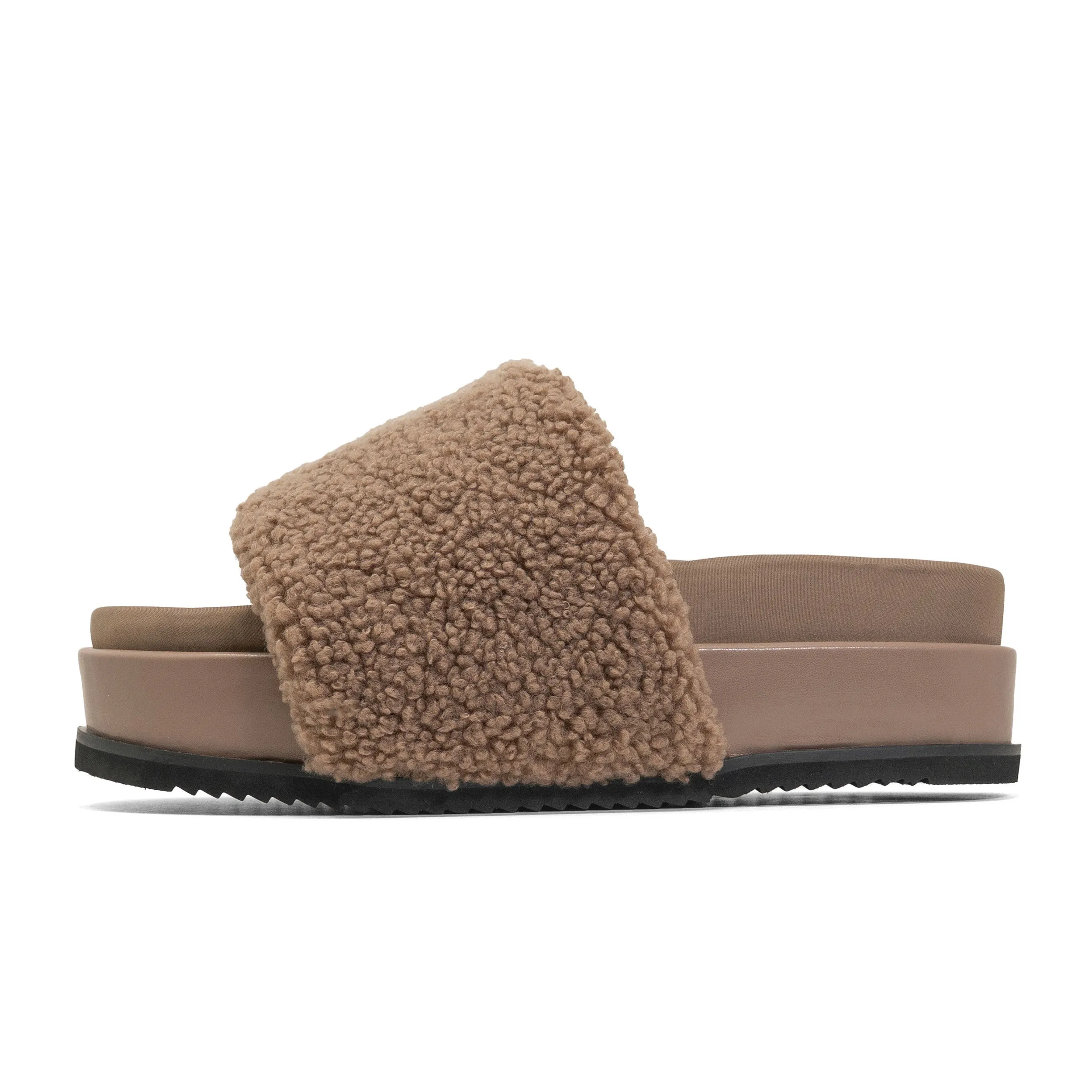 FUZZY STRIPE STACK PLATFORM TAUPE & BEIGE FAUX SHEARLING sold by ROAM product image thumbnail 2