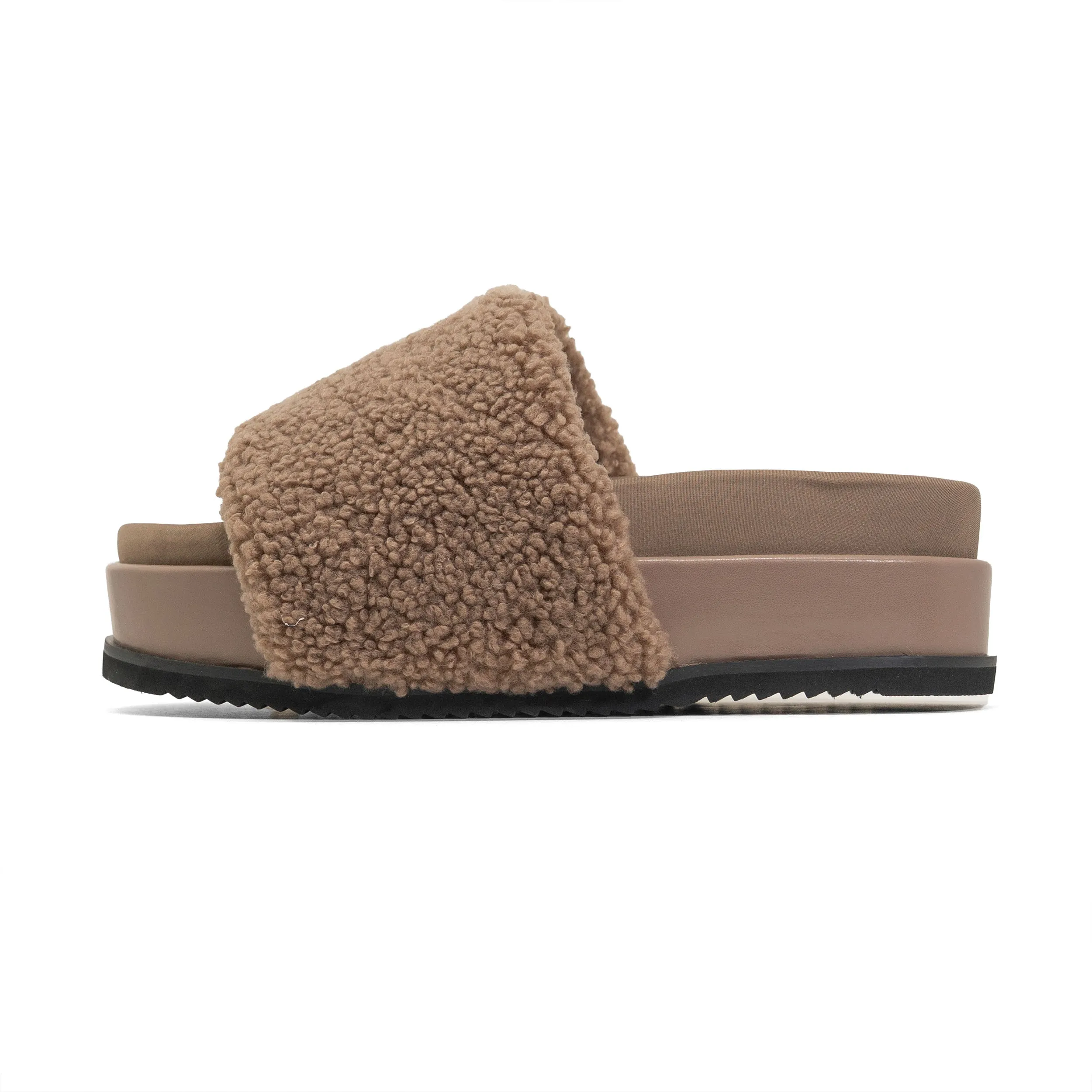 FUZZY STRIPE STACK PLATFORM TAUPE & BEIGE FAUX SHEARLING sold by ROAM product image thumbnail 4