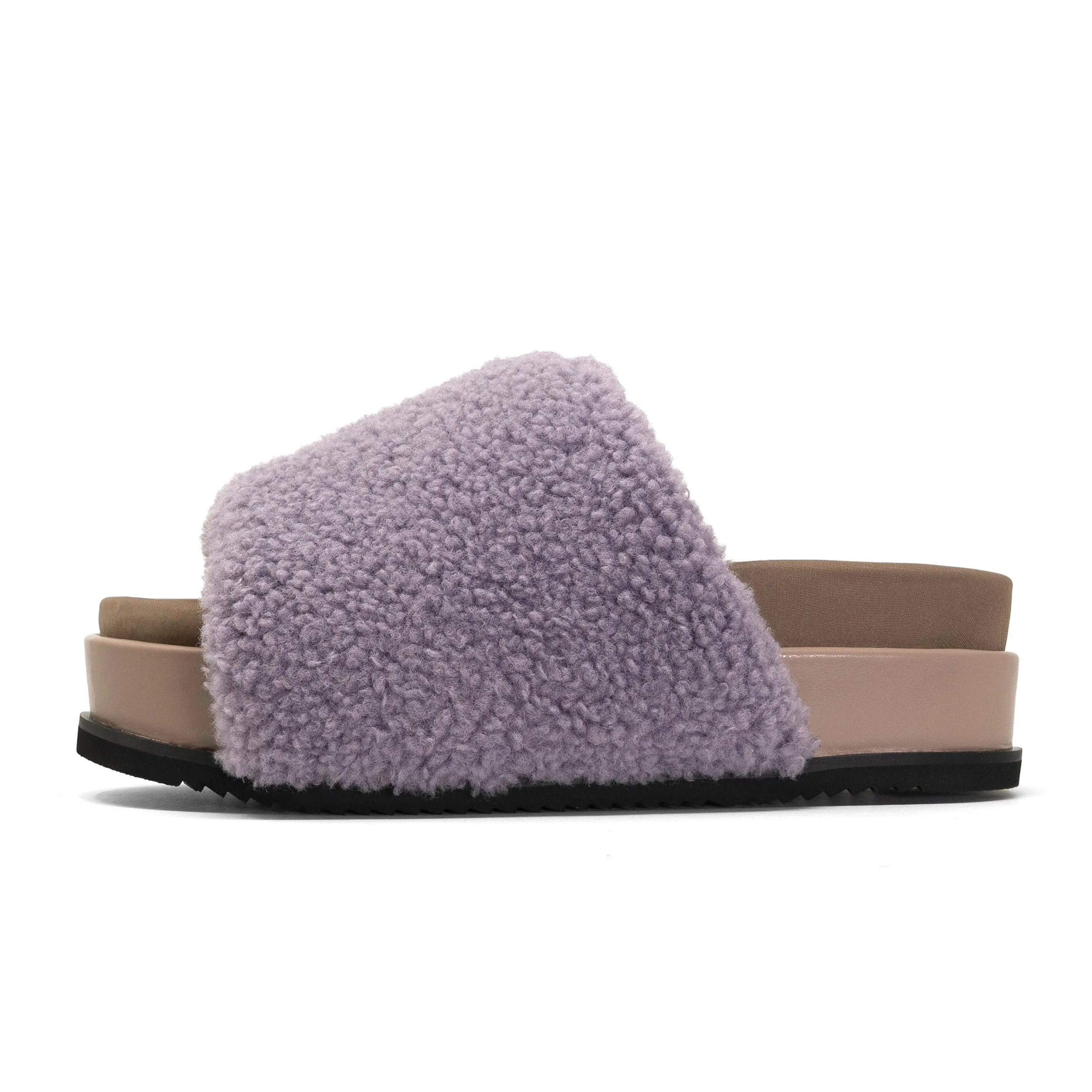 ROAM FUZZY STACK PLATFORM LAVENDER FAUX SHEARLING sold by ROAM