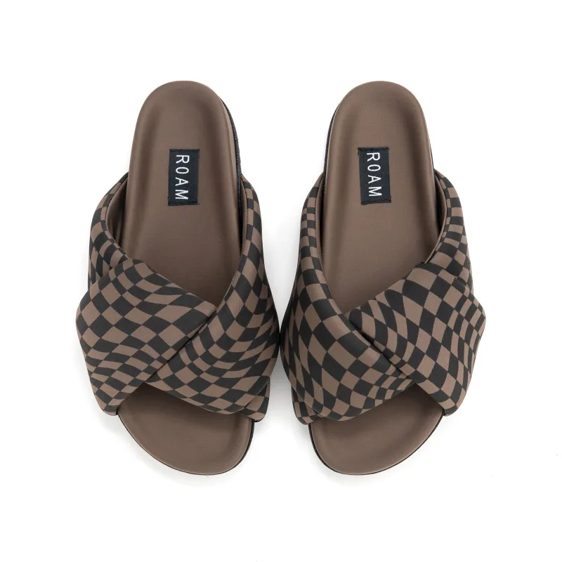 ROAM NEO CHECK FOLDY SANDALS BLACK & TAUPE NEOPRENE sold by ROAM