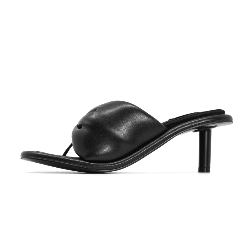ROAM PILLOW THONG HEEL BLACK VEGAN LEATHER - PRESALE // THIS STYLE WILL SHIP WEEK OF DECEMBER 8th sold by ROAM