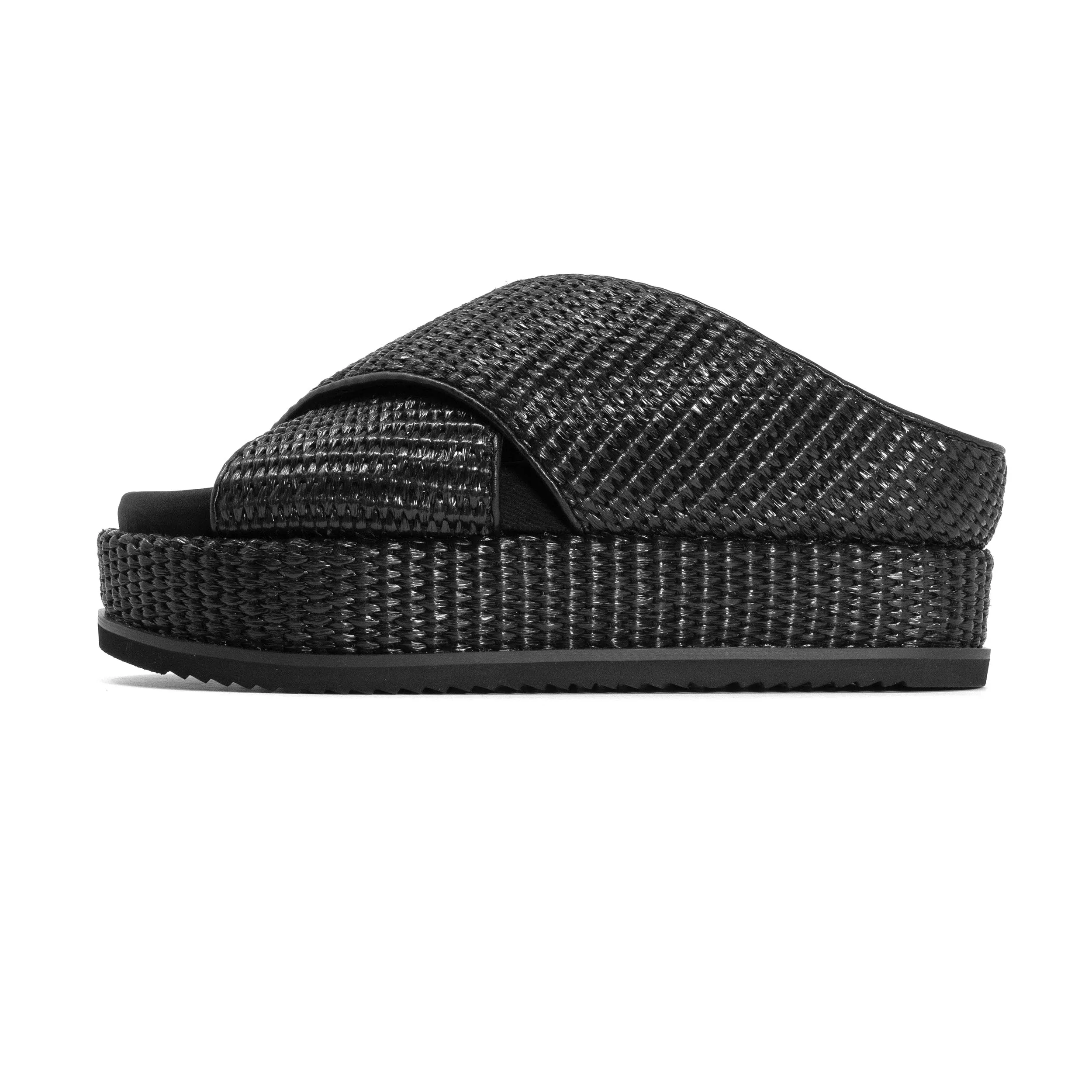 ROAM CROSS STACK RAFFIA PLATFORM SANDALS BLACK sold by ROAM product image thumbnail 3