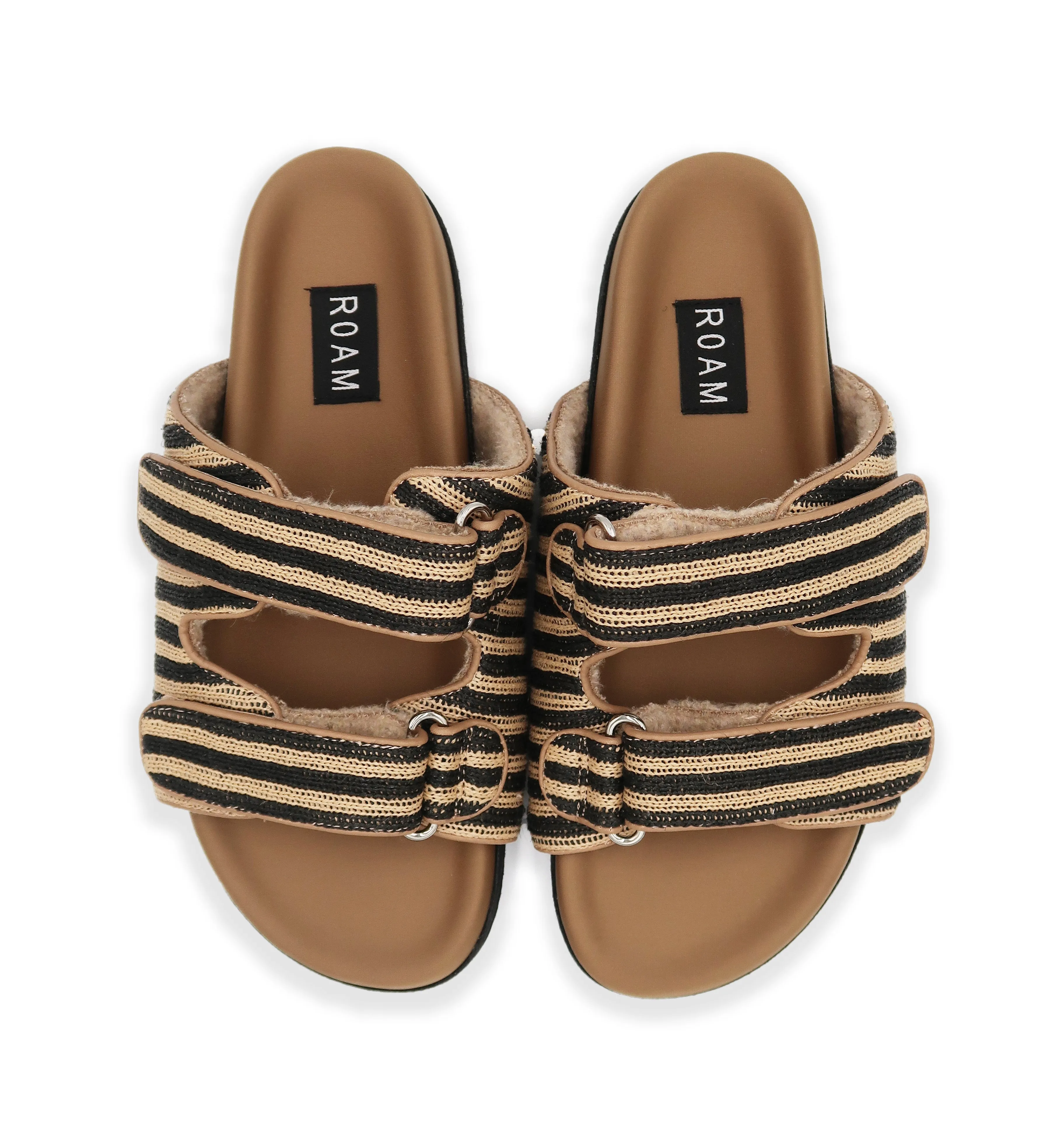 STRIPE RAFFIA DOUBLE SLIDER NATURAL & BLACK sold by ROAM product image thumbnail 3
