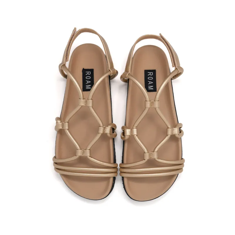 ROAM LINKY SANDALS GOLD VEGAN LEATHER sold by ROAM