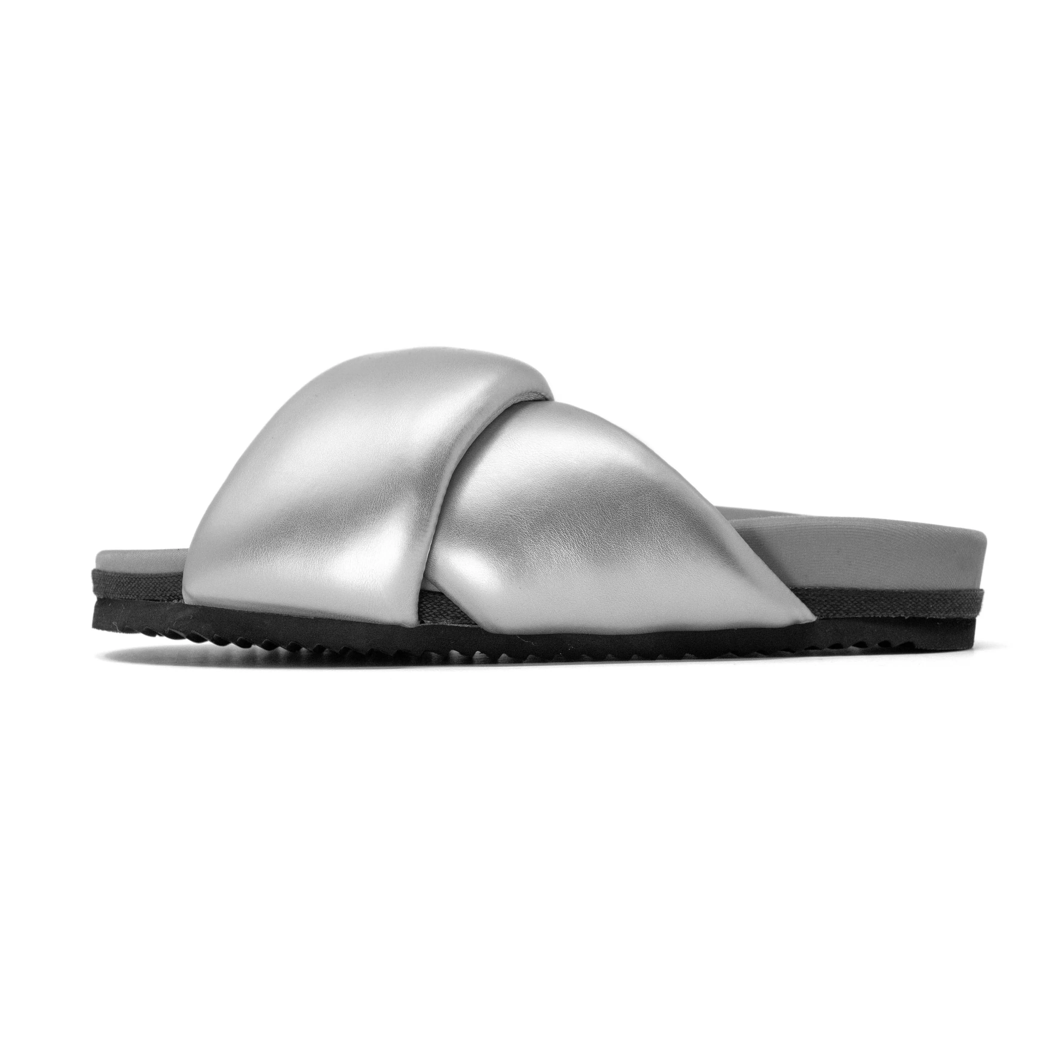 ROAM FOLDY PUFFY SANDALS SILVER TONAL VEGAN LEATHER sold by ROAM product image thumbnail 2