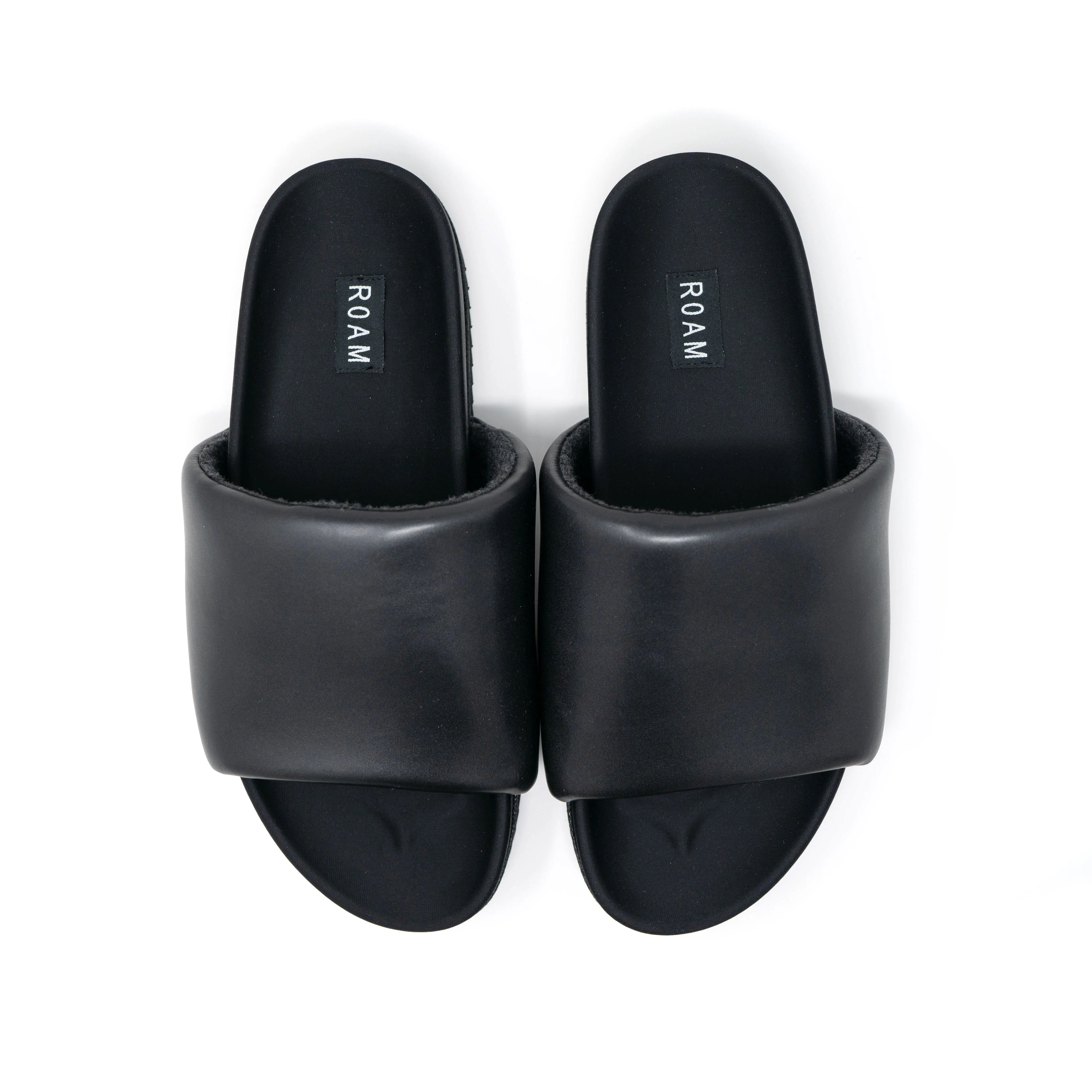 ROAM MEN'S SLIDER SANDALS BLACK VEGAN LEATHER sold by ROAM
