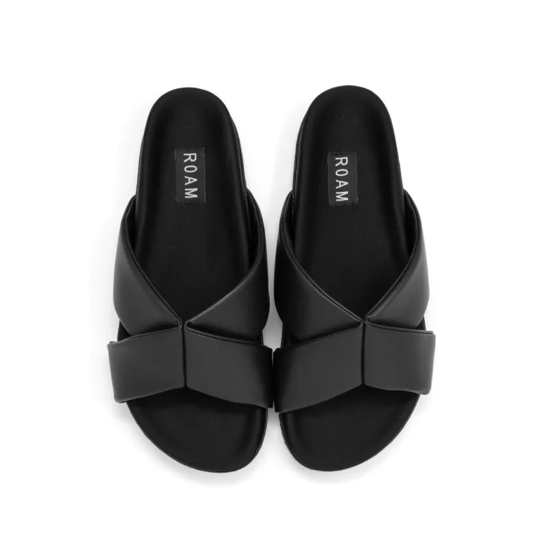 ROAM WING SANDAL BLACK VEGAN LEATHER sold by ROAM