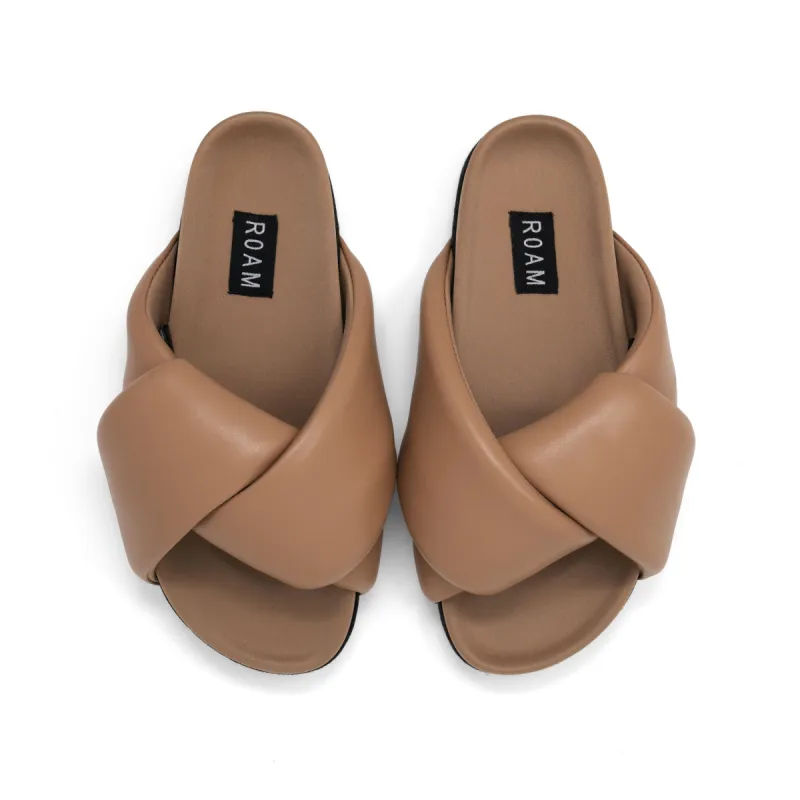 ROAM FOLDY PUFFY SANDALS NUDE TONAL VEGAN LEATHER sold by ROAM