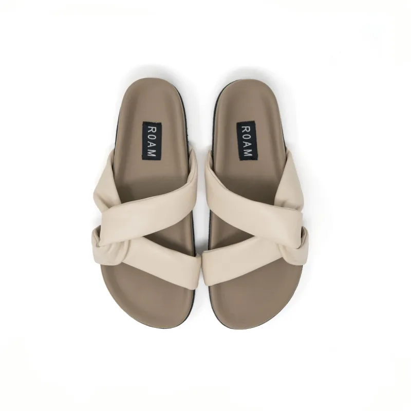ROAM SIDE SLIP SANDAL CREAM VEGAN LEATHER sold by ROAM