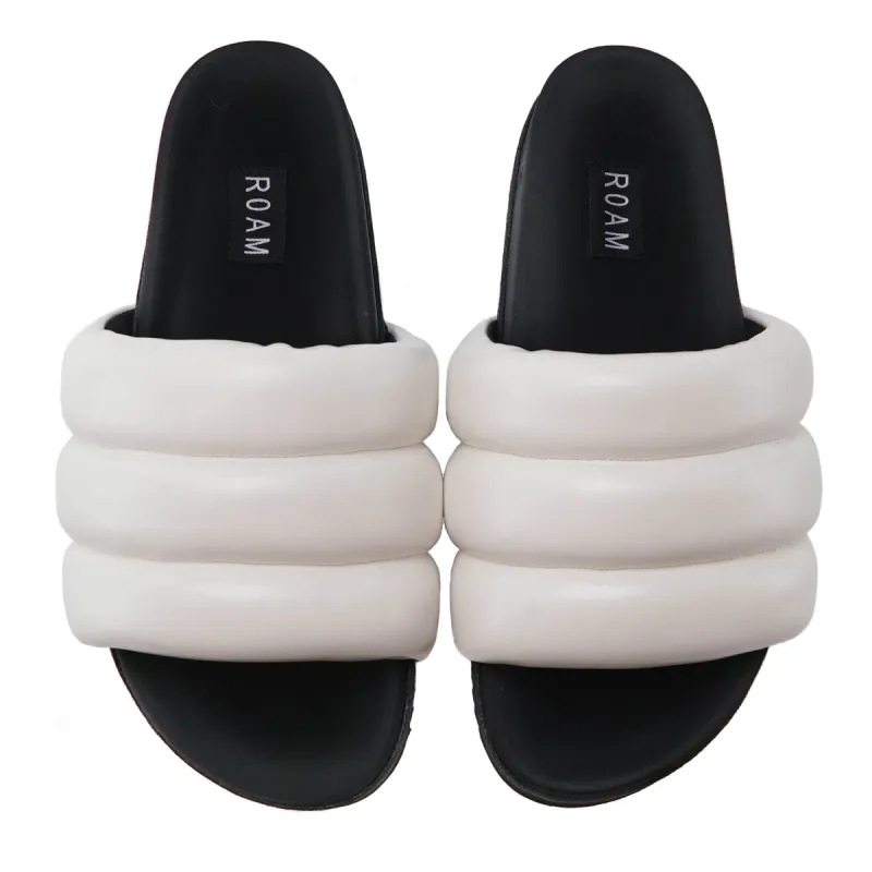 ROAM Puffy Sandals White Vegan Leather sold by ROAM